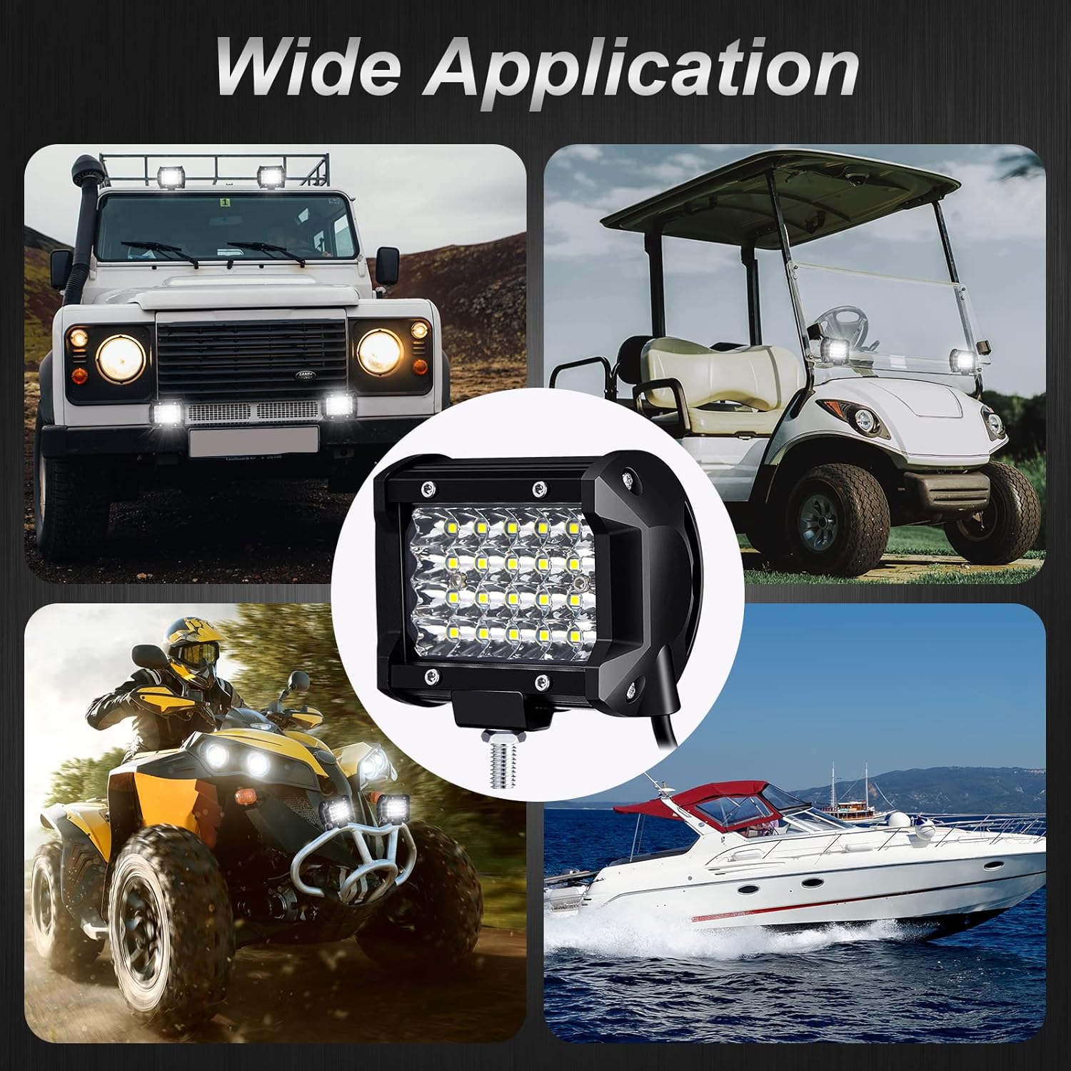 12 Pack 72w LED Pods 14400lm Off-Road Lights, IP67 Waterproof High Brightness Flood and Spot Combo for Trucks, ATV, UTV, SUV, Camper, Boat, Outdoor and Garage Lighting(4 Inch)