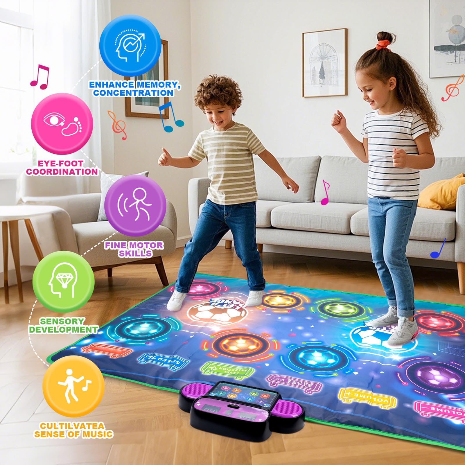 Alfombra de baile para niños, doble jugador, alfombrilla de danza interactiva, desafiante electrónica, juguete para niñas y adultos