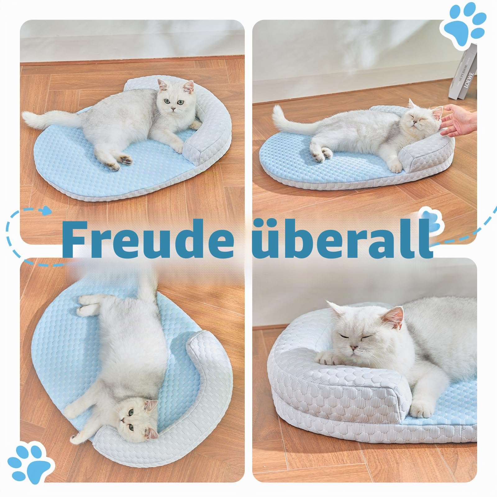 CATISM Katzenkuhlbett Waschbar60 * 46cm lit U-fōrmigem Kopfkissen Katzen Bettchen fur Katze HundeKihlmatte Fur Katzen Hnd Kuhlende Latte Haustiermatte