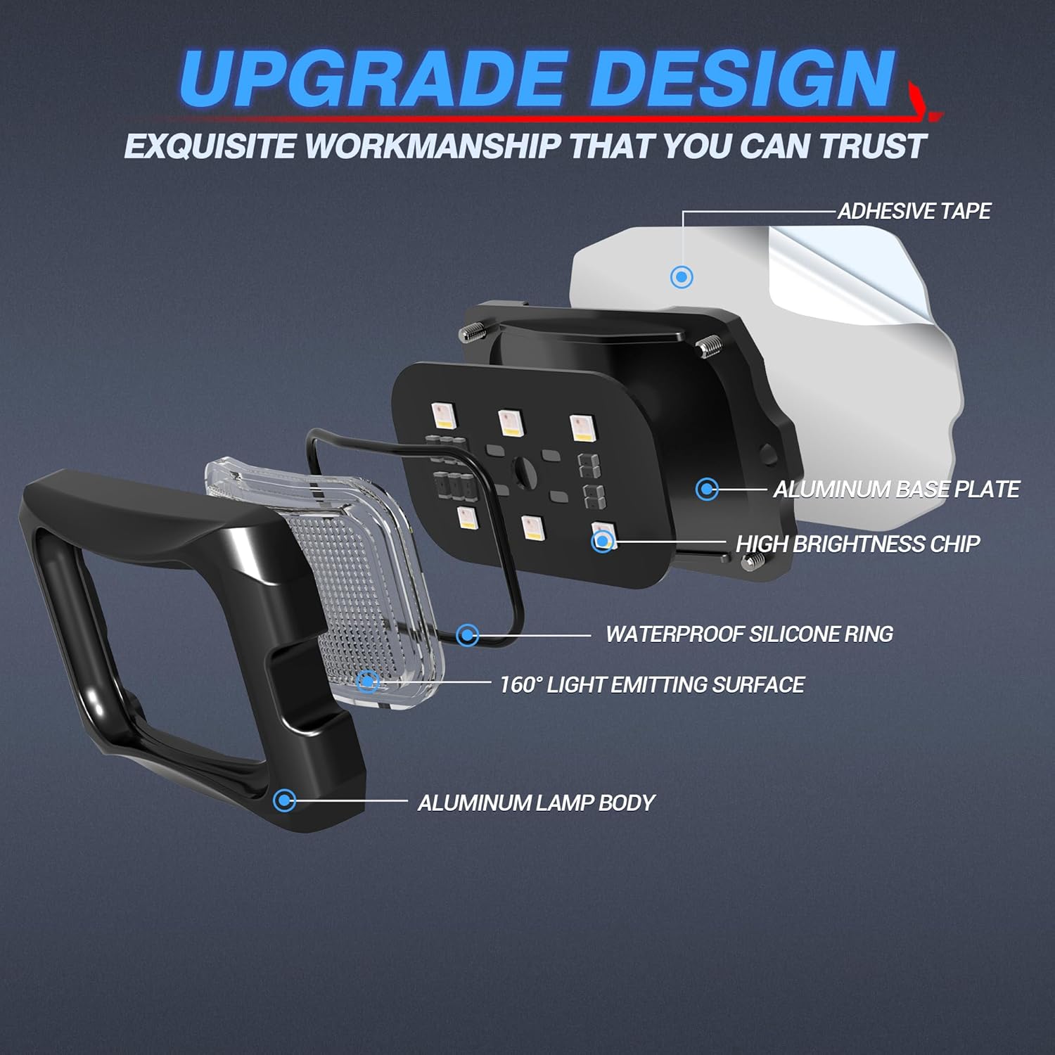 MICTUNING C2 Curved White Rock Lights - 8 Pods Underglow Lights Compatible for Car Truck Offroad Boat, IP68 Waterproof