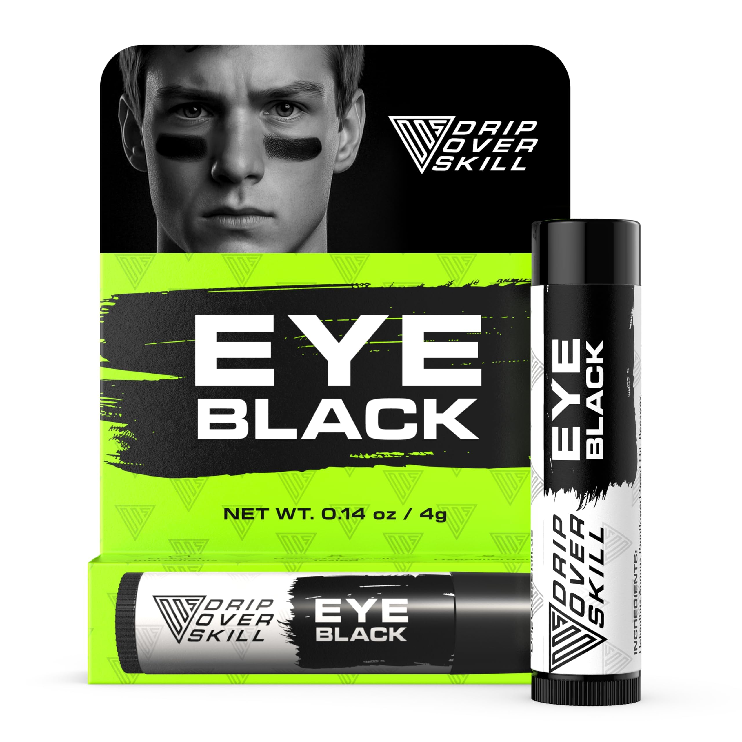 D.R.I.P Over Skill Eye Black & Sports Face Paint, Natural Ingredients, Dermatologist-Tested, Hypoallergenic, Anti-Glare Drip for Baseball, Football, Lacrosse, Stocking Stuffers for Teen Boys & Kids