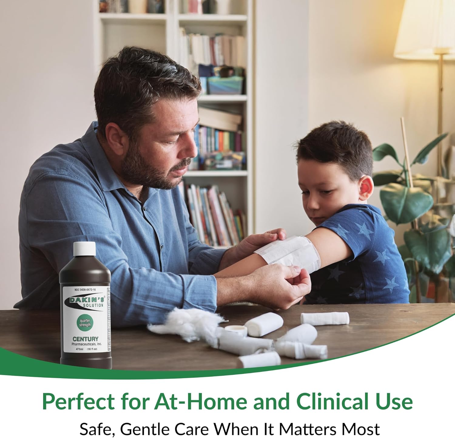 Dakin's Solution Quarter-Strength 0.125% Sodium Hypochlorite Wound Cleanser for Acute and Chronic Wounds, Non-cytotoxic Antimicrobial No-Rinse Gentle Formula, Home or Clinical Use, 2-Pack 16 oz