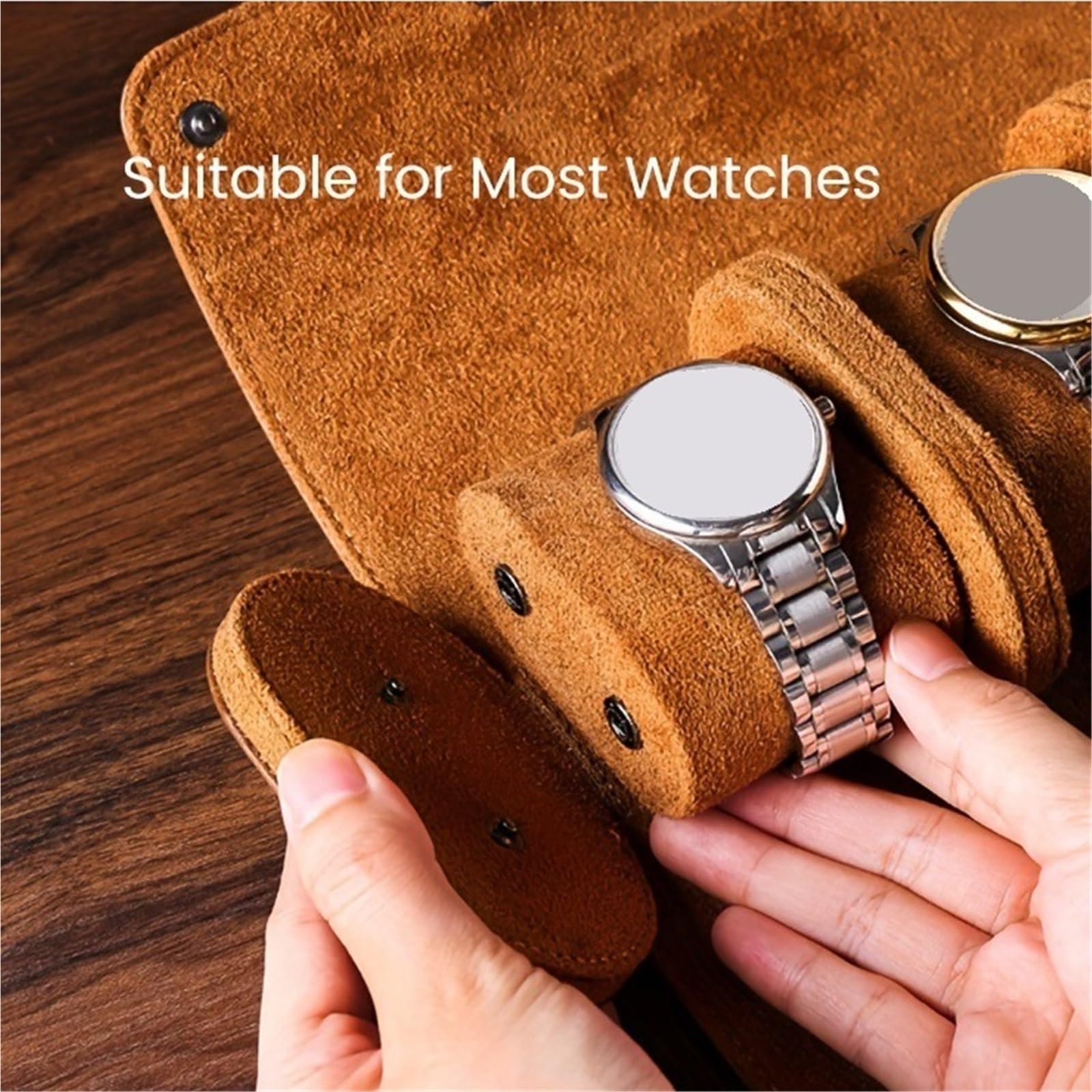Estuche de viaje for relojes con 3 ranuras, organizador de relojes de piel sintética, for hombres y mujeres.(3 green)