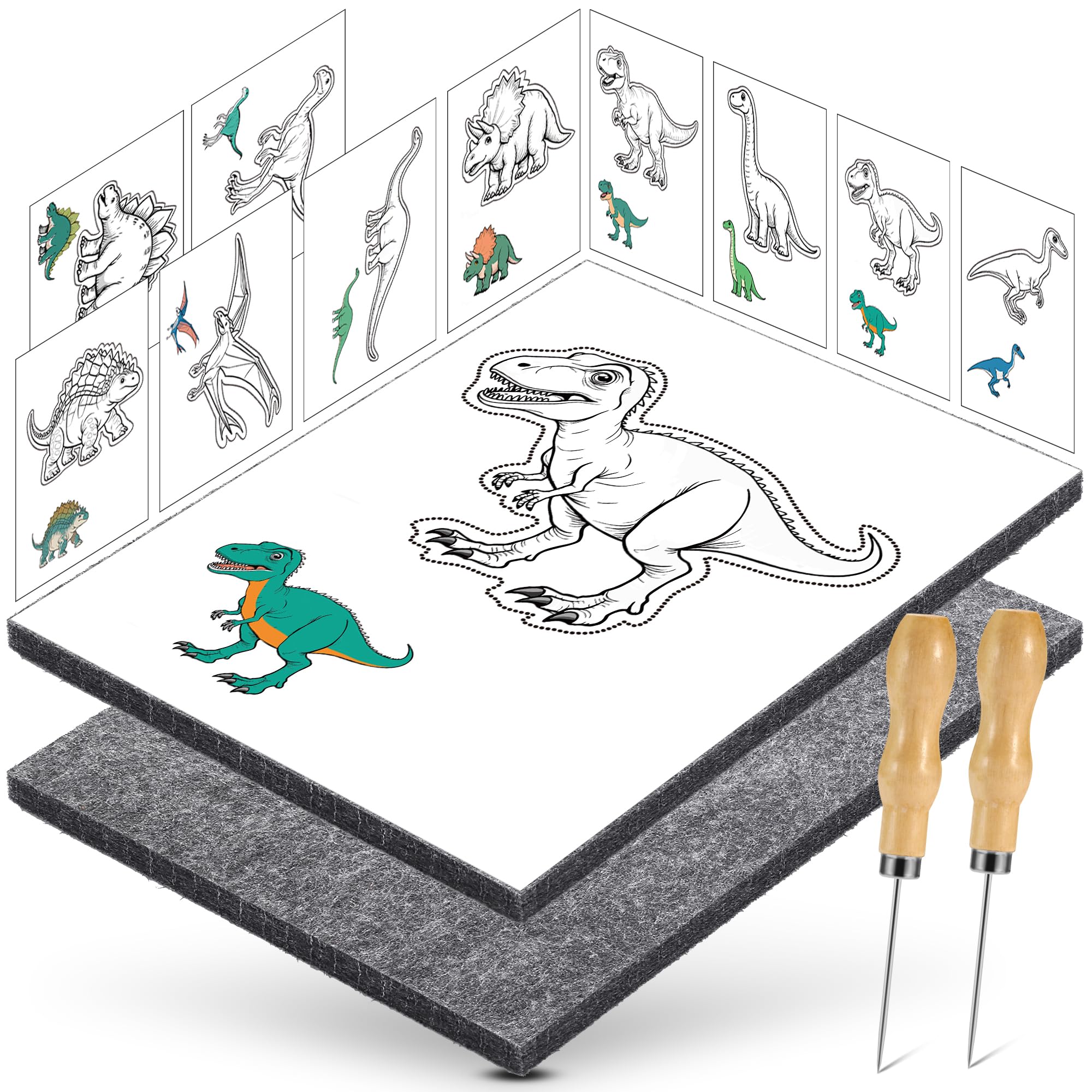 DazSpirit Prickelnadel Set Kinder, Komplettes Prickelset Kinder ab 4 mit 2 Prickelfilz, 2 Prickelnadel & 10 Stickbilder, Entwickelt für Kleine Hände, Prickeln Kit für Kreative Projekte
