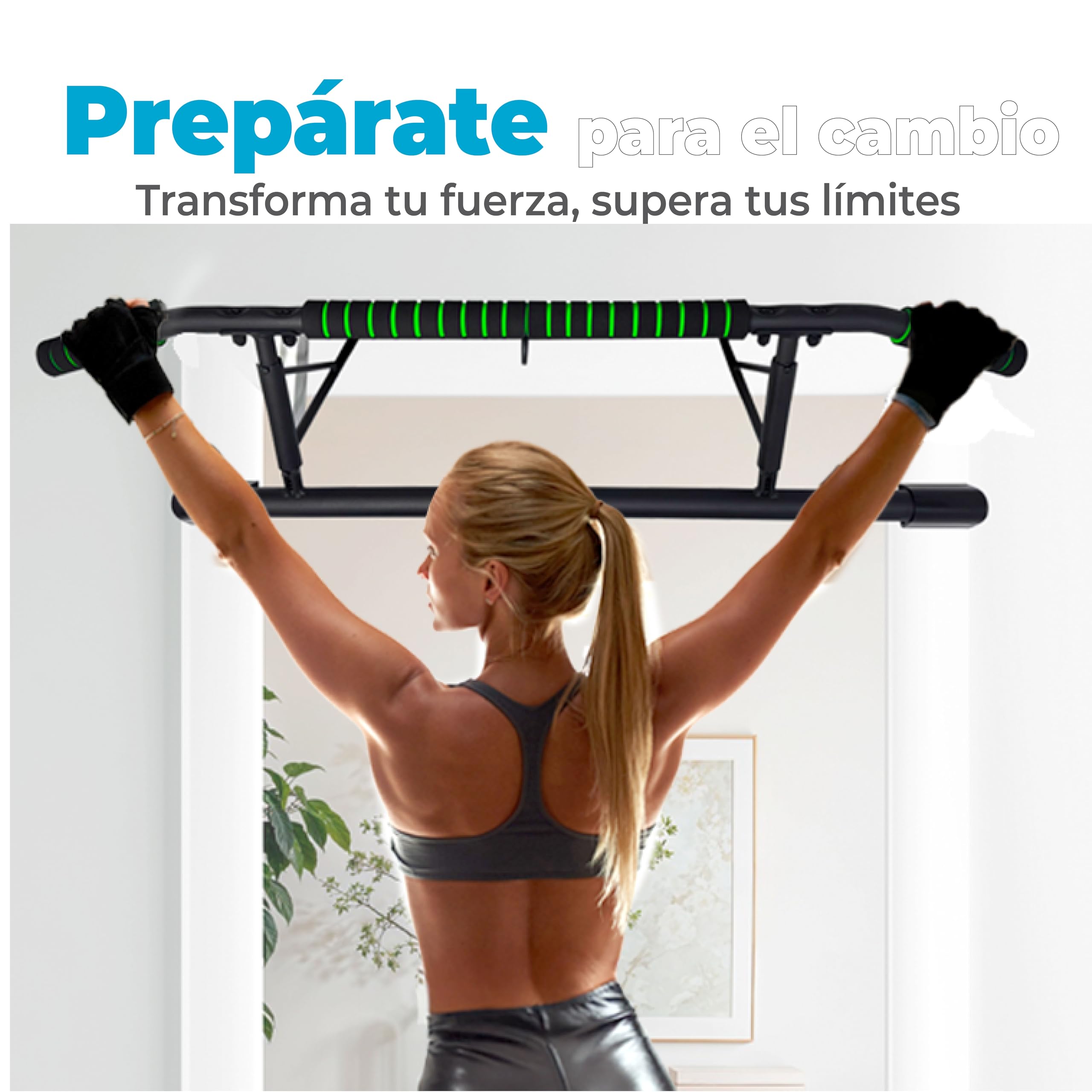 OcioDual Barra de Dominadas Puerta sin Tornillos + Correas de Entrenamiento en Suspensión, Pull Up Bar Door, Ejercicio en Casa, Barra Dominadas Puerta Plegable, Fitness en Casa