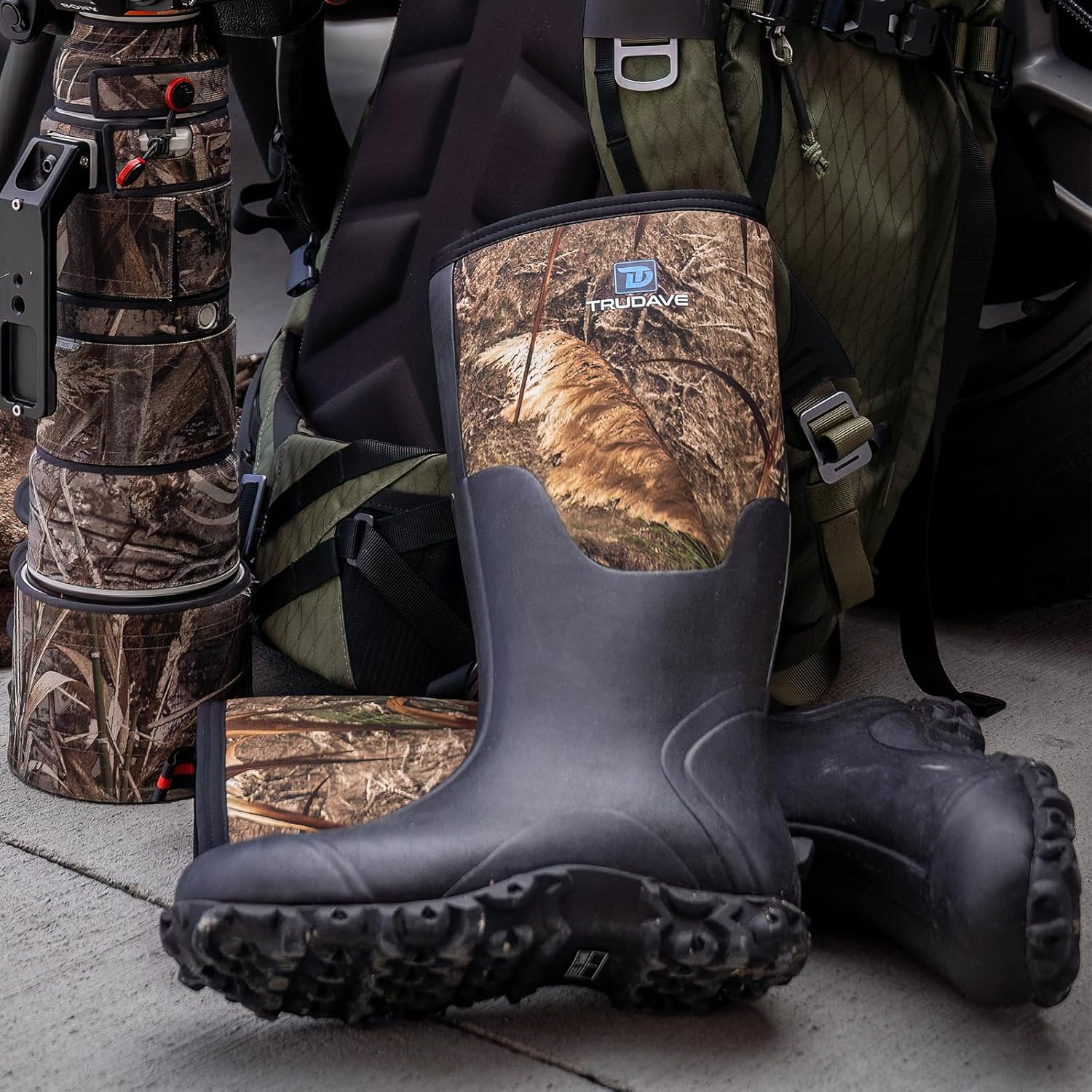 Trudave Rubber Boots for Men with Steel Shank, Waterproof Insulated Reliable Rain Boots for Outdoor Work Hunting, Warm Dry 5mm Neoprene Anti-slip All-Season Mud Boots, Size 5-14 - Image 2