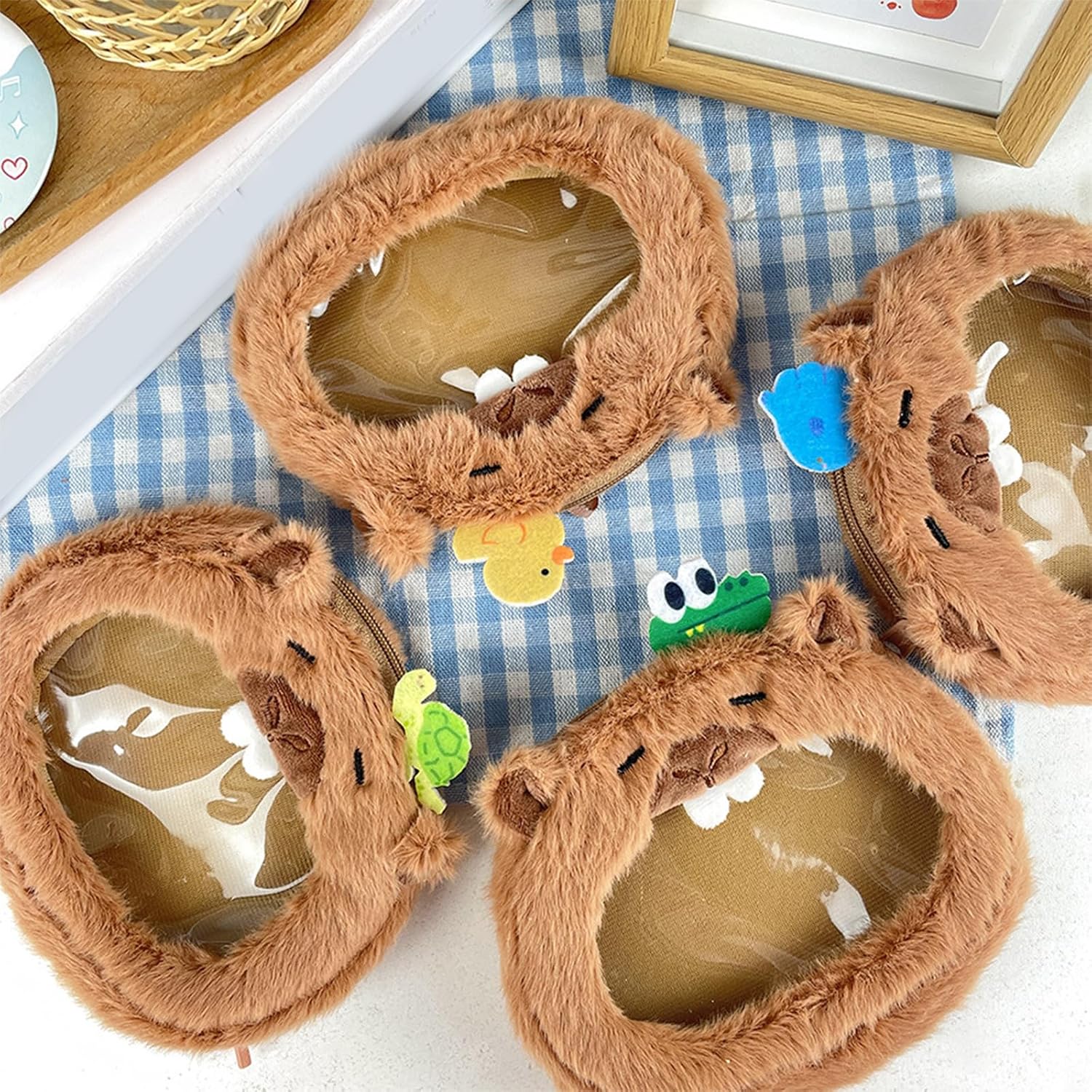 Capybara Cartoon Plush Change Purse Practical Zippered Pocket Pouches Portable Organized Bag for Coin and Essential Compact C