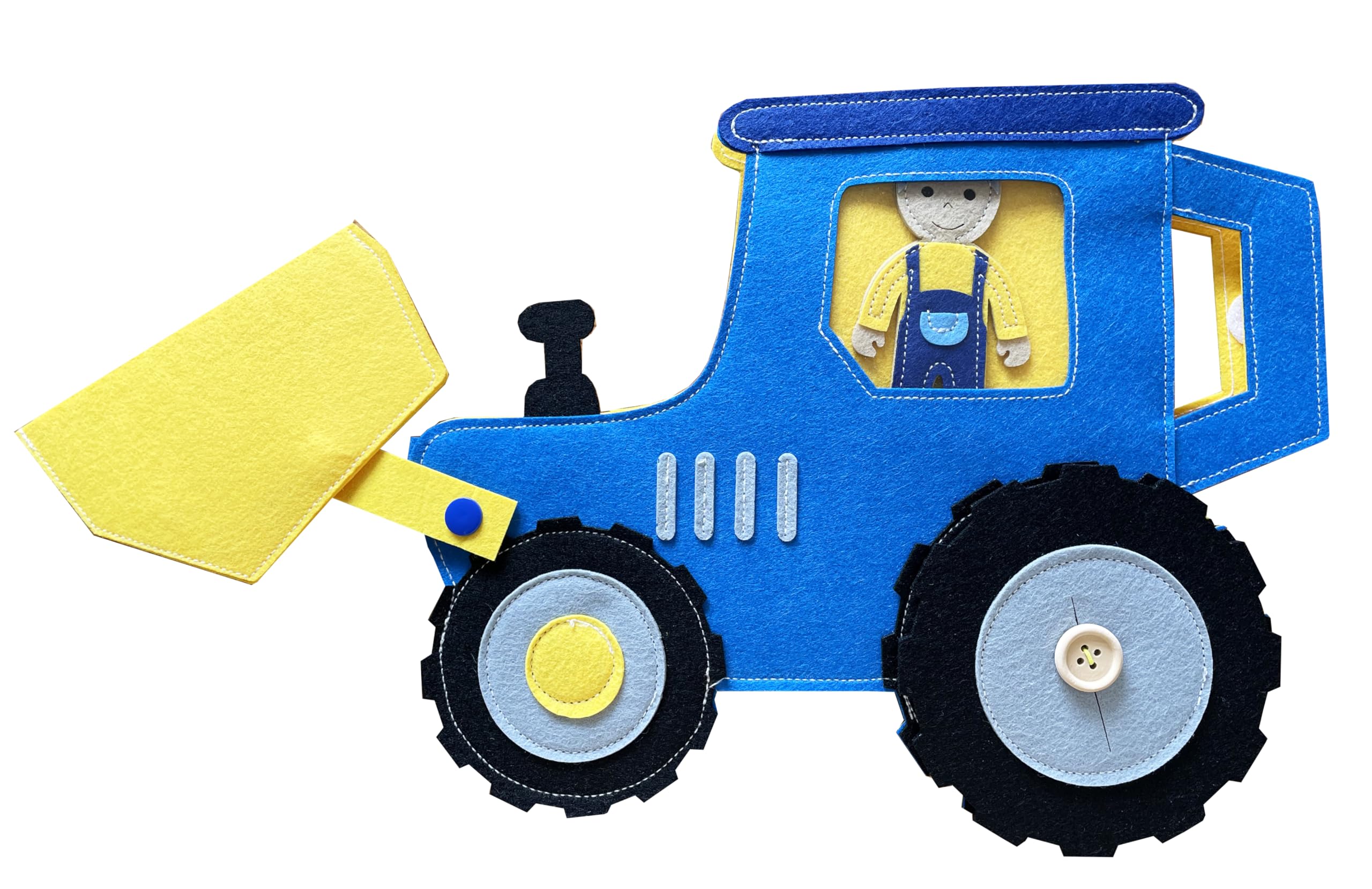 ZAC HOME Educational Tractor Quiet Book, Interactive Felt Learning Craft Quiet Book, Yellow, Standard