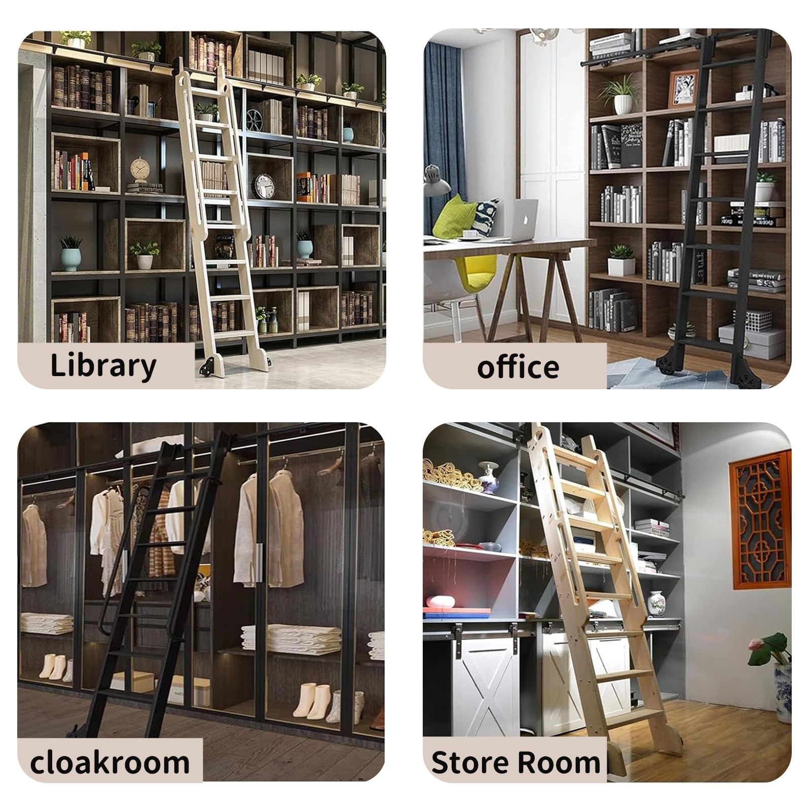 Kit di ferramenta retrattile per libreria/loft/ufficio/casa, in acciaio resistente, nessuna scala necessaria, facile accesso e soluzione ideale per scale scorrevoli