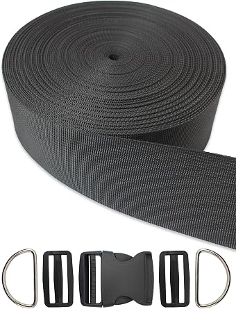 Black Flat Nylon Webbing Strap with Plastic Buckles