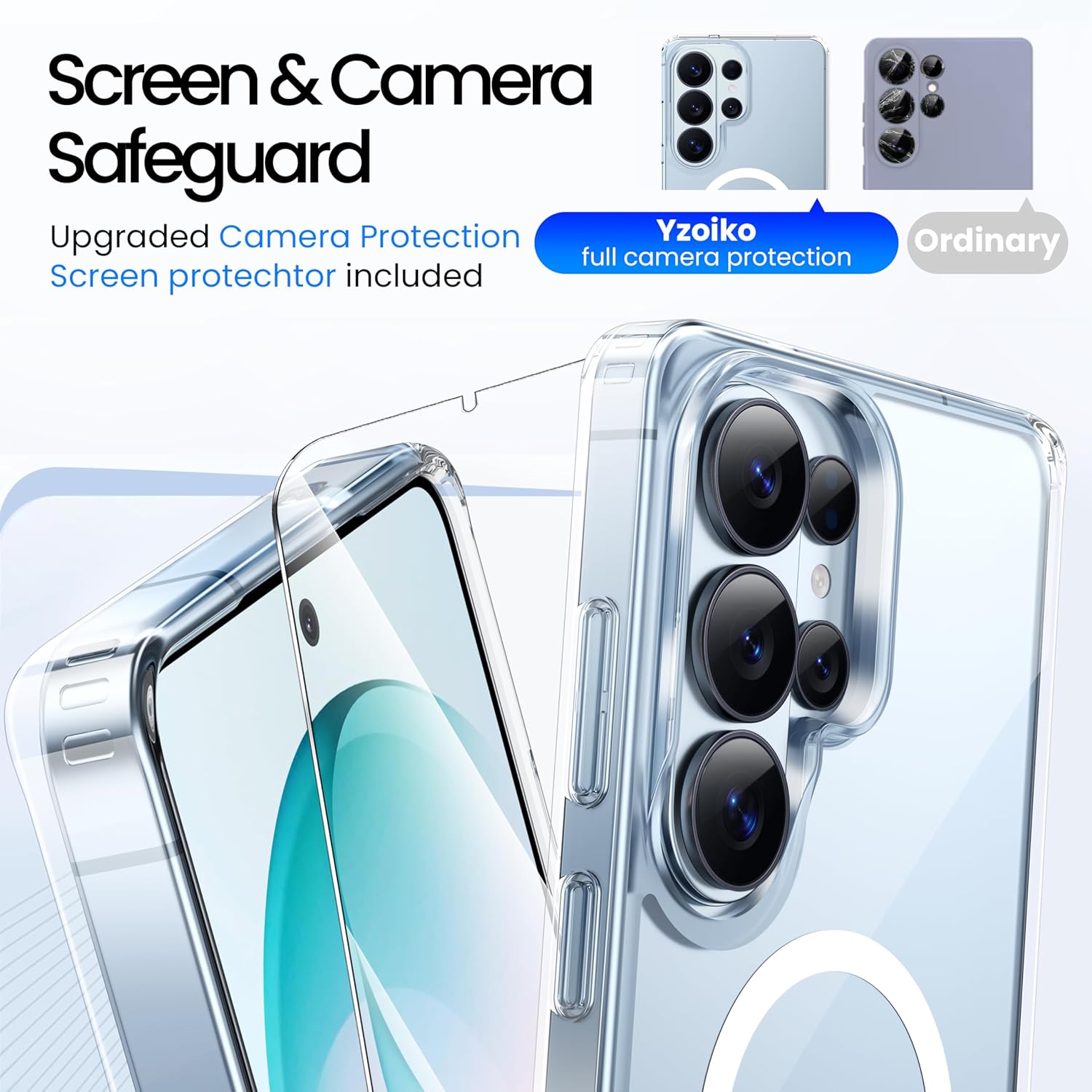 Anti-Yellowing for Samsung Galaxy S26 Ultra Case with 2 Screen Protector,[Compatible with MagSafe] [12FT Military Grade Drop] Shockproof Protective Slim Thin,Clear