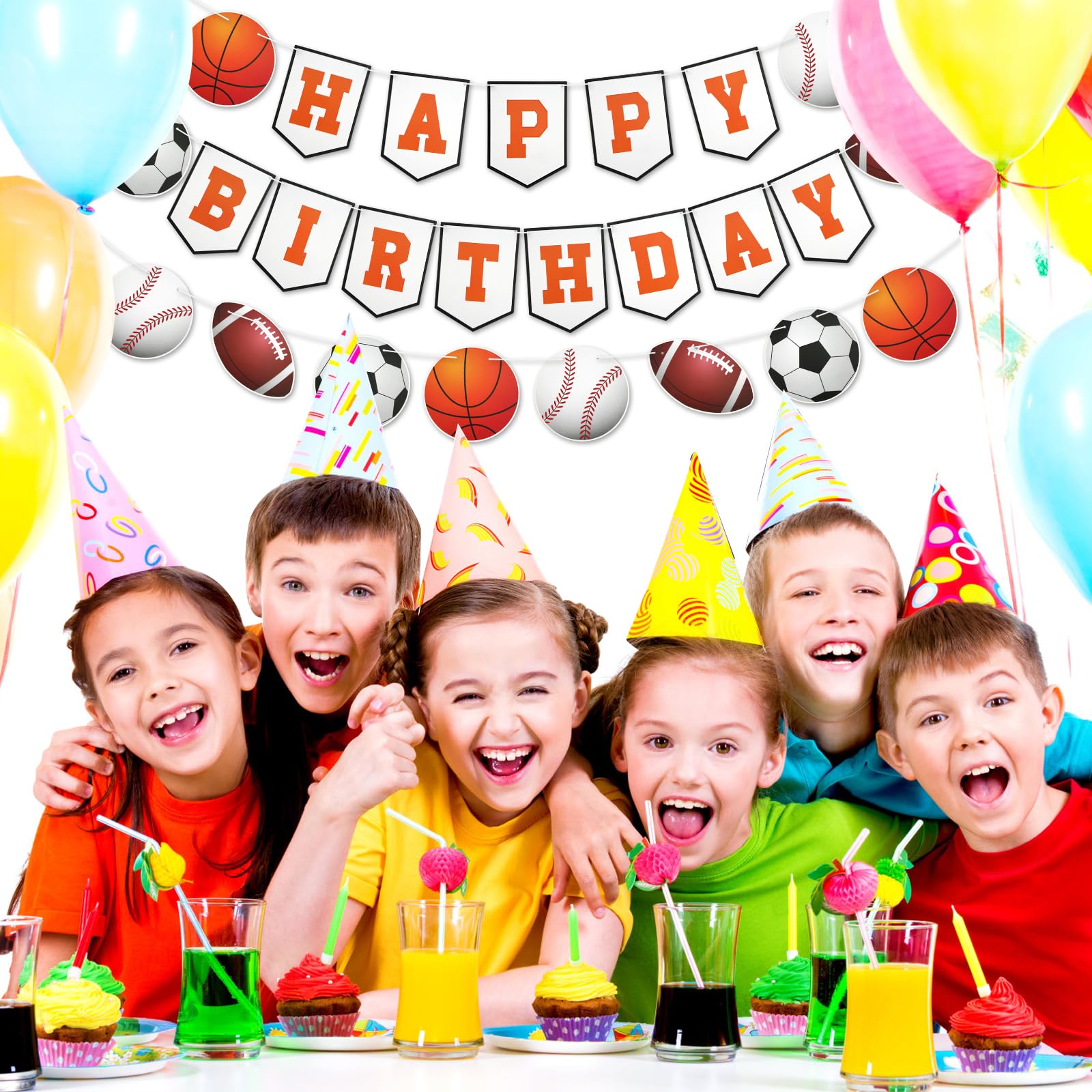 Football Birthday Banner Set - 3-Piece Rugby Theme Party Decor With Happy Birthday Bunting & 8 Football Cutouts