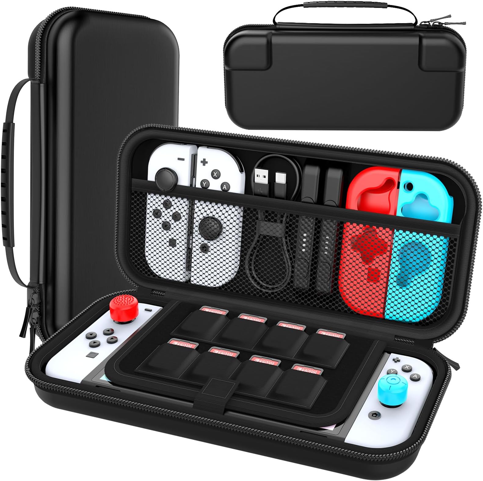 HEYSTOP Carry Case Compatible with Nintendo Switch & Nintendo Switch OLED Model 2021, Portable Travel Carry Case for Accessories and Console, Black