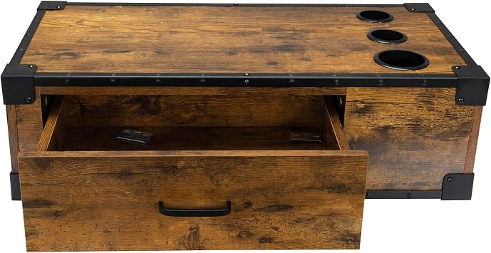Wall Mounted Wooden Salon Station, Beauty Styling Table, with 3 Holes for Hair Dryer, Curling Iron