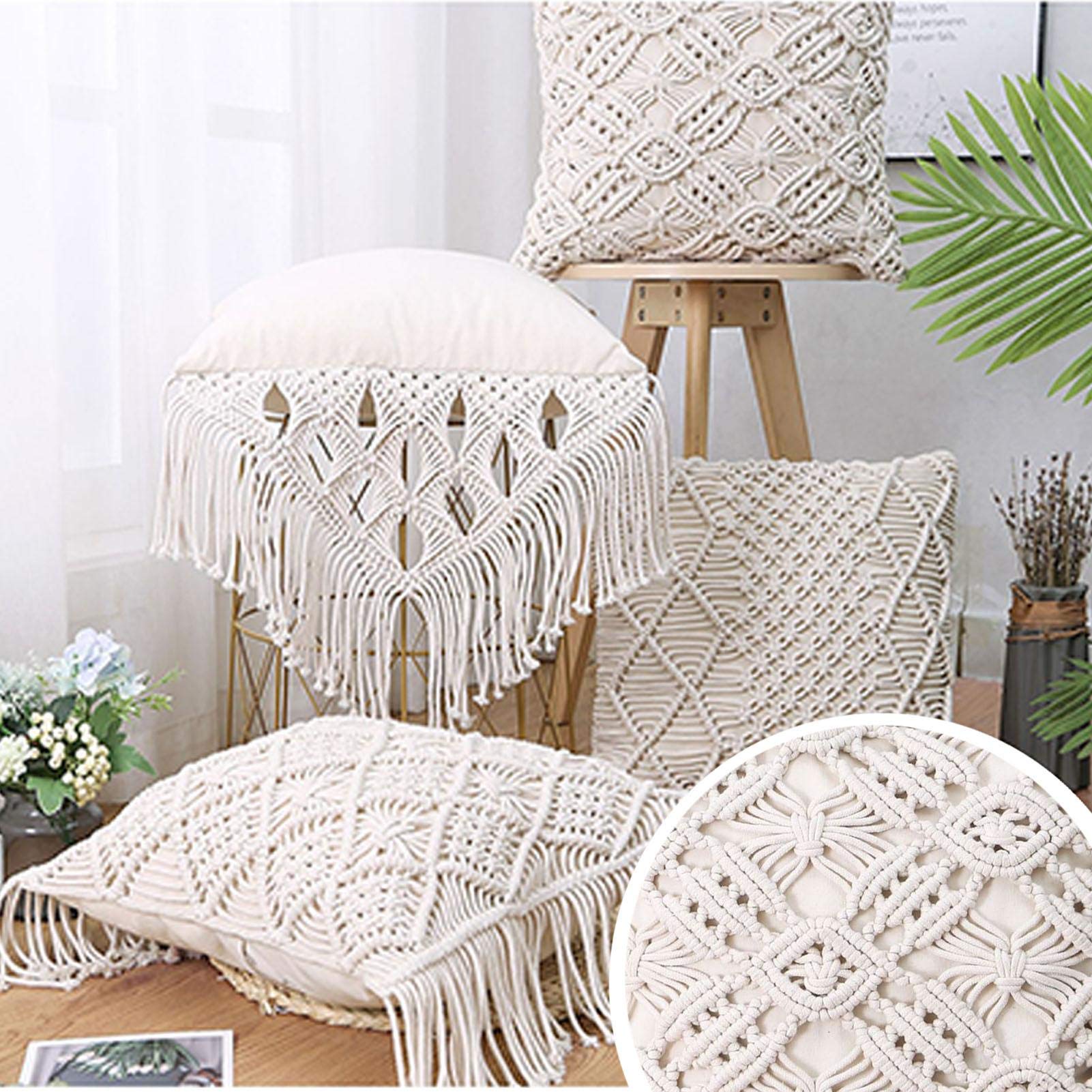 Leisuretime Poszewka na poduszk? boho poszewka na poduszk? bawe?niana tkane poszewki na poduszki grube we?niane fr?dzle bawe?niane kwadratowe poszewki na sof? krzes? do sypialni salonu
