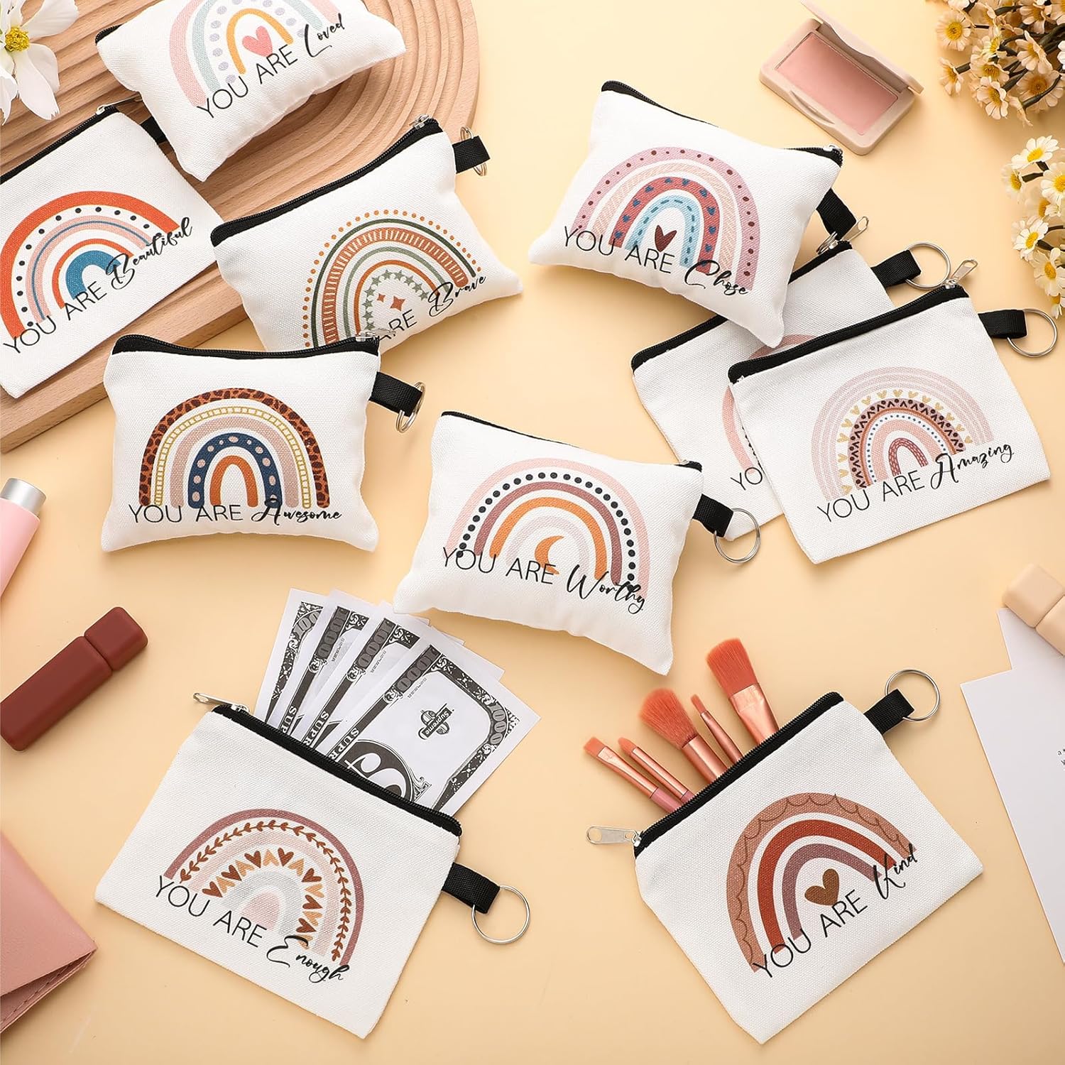 Sweetude 30 Pcs Valentines Christian Small Coin Purse for Women Bulk Valentines Day Church Gift Inspirational Rainbow Bible Verse Religious Coin Purse Mini Pouches Wallet Bag with Zipper for Travel - Image 2