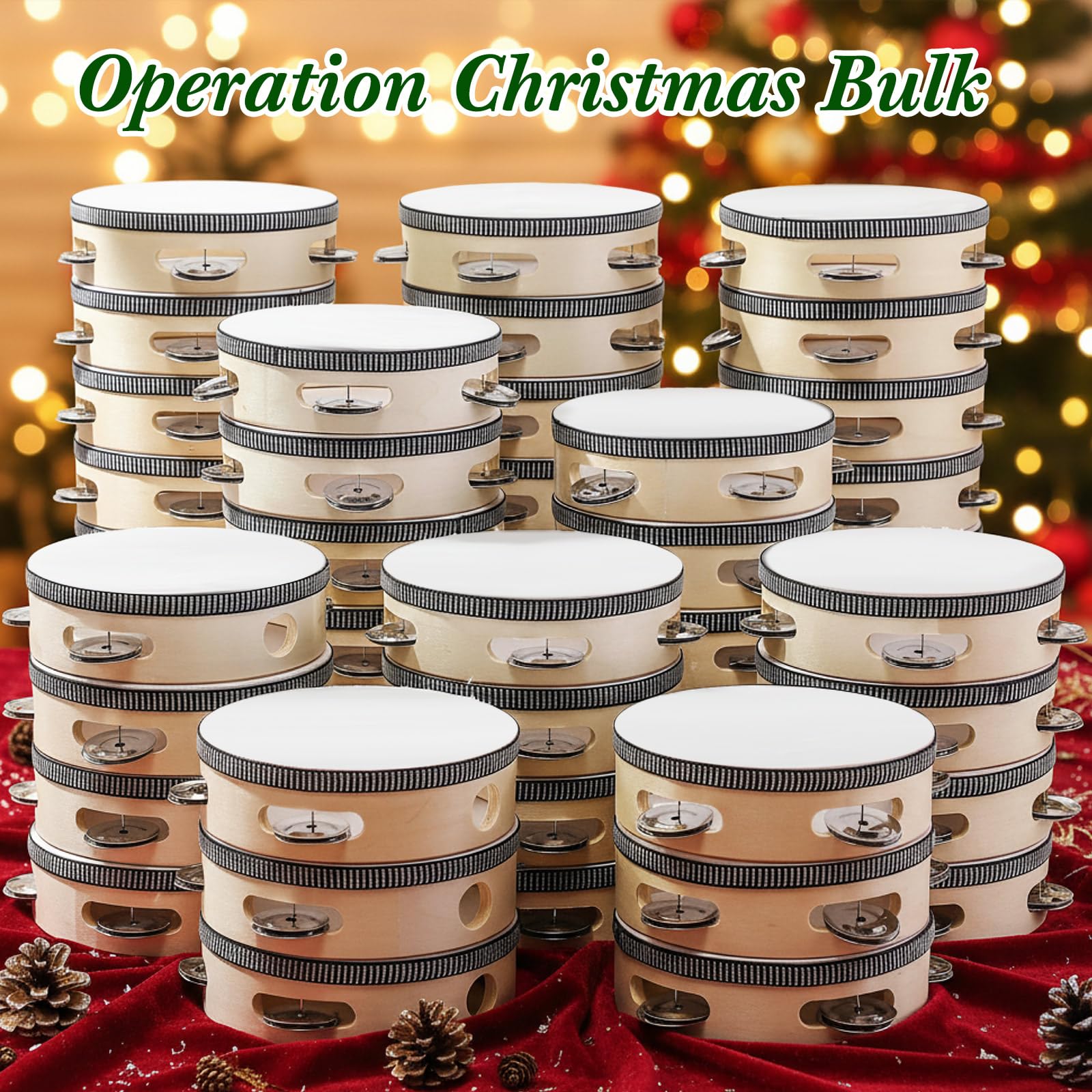 50 pezzi 10,2 cm Tamburello nuziale Bulk Drum per adulti Hand Held Percussioni Regalo Legno Metallo Jingles Musicale Educativo Drum Strumento per Chiesa Festa di Nozze Bomboniere