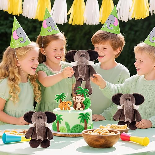 Miniatura 4 de 6 piezas de animales de peluche de safari a granel león, elefante, mono, tigre, animales del zoológico, junble para regalo de niños y niñas, fiestas