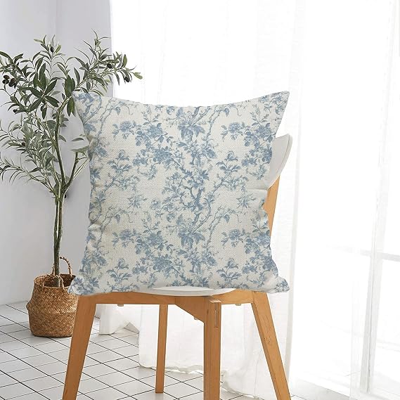 Spring Baby Blue Floral Throw Pillow Covers 18x18 Inch Set of 2