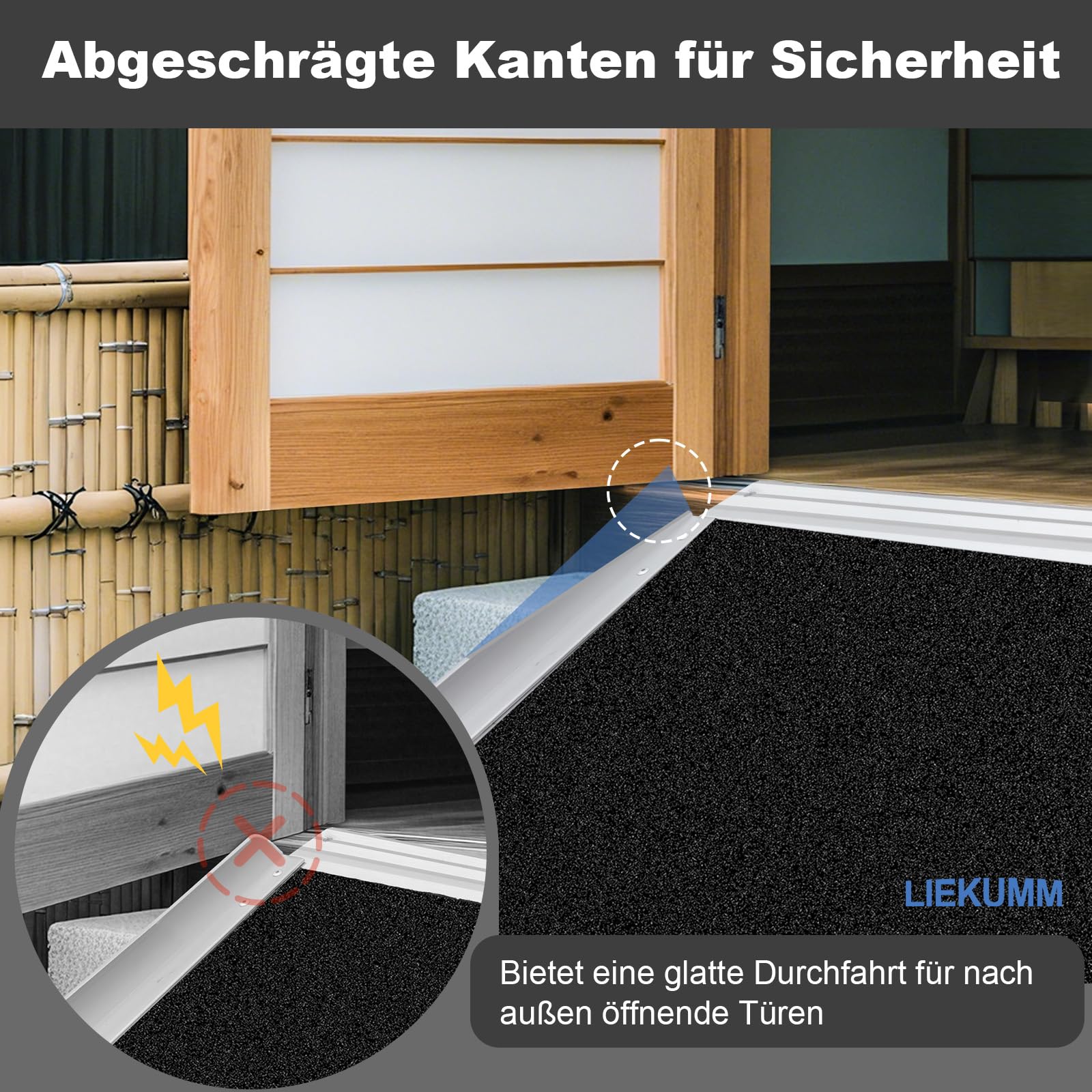 LIEKUMM 91 x 73 cm Rampa dla wózków inwalidzkich, 300 kg nośności, aluminiowa rampa dla wózka inwalidzkiego, rampa progowa do domu, stopnie, przenośna rampa do wózka inwalidzkiego, skuteru, wózka