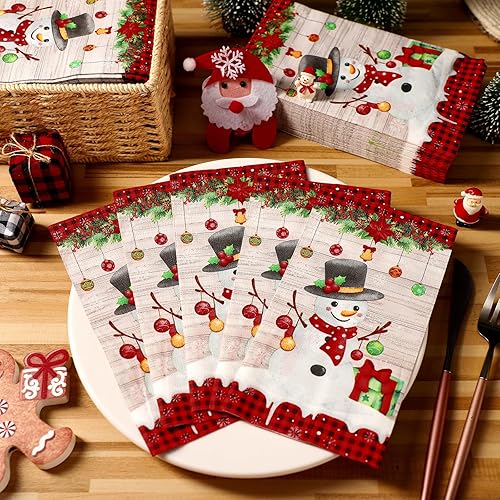 Miniatura 2 de 200 servilletas de papel desechables de 2 capas para invitados, baño, servilletas de papel decorativas de Navidad para invierno, fiestas de Navidad,