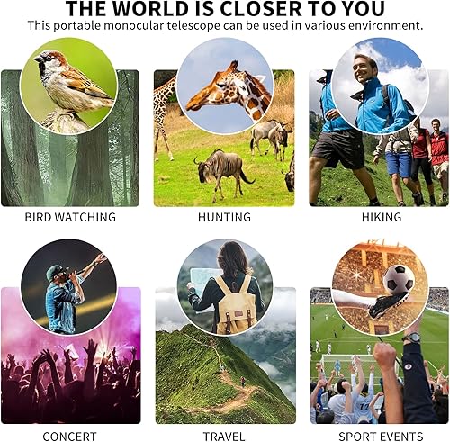 Miniatura 6 de Telescopio monocular de alta potencia HD de 80 x 100 con adaptador para teléfono inteligente y trípode, monoculares para adultos, visión clara,