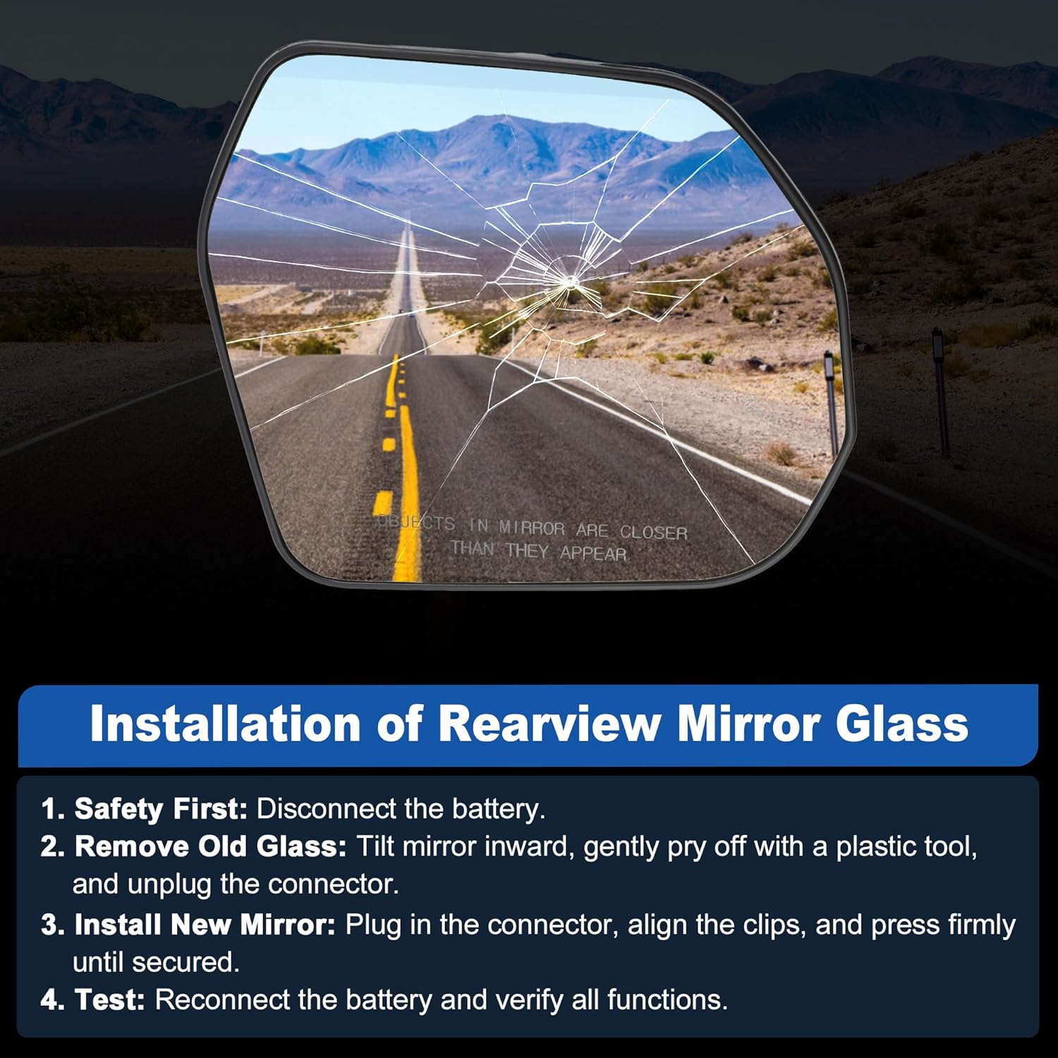 Heated Right Passenger Side Mirror Glass for Toyota Tundra/Sequoia 2022-2025, Car Exterior Door Wing Rear View Mirror Glass 879020C020, with Heated, BSD, Backing Plate