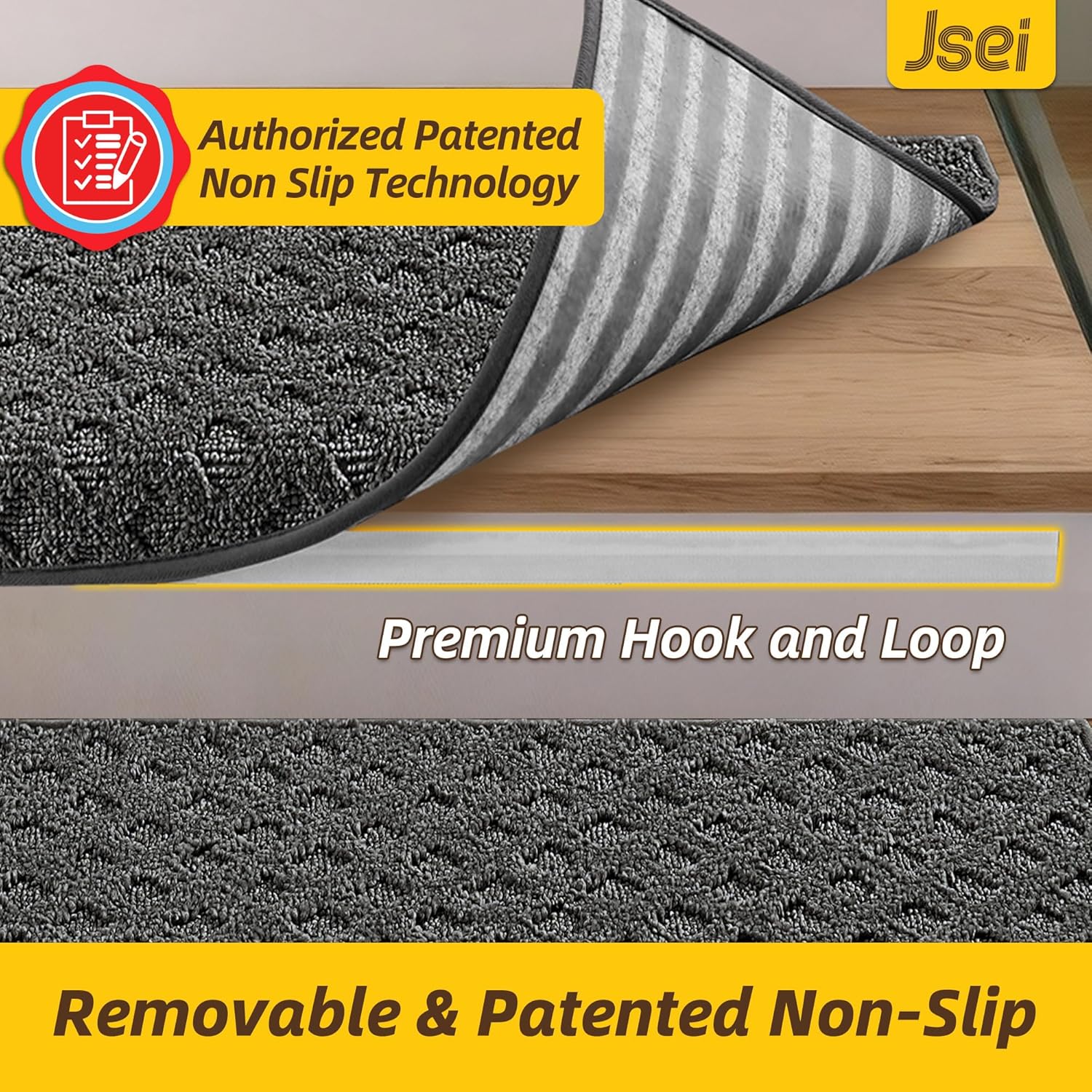 JSEI Bullnose Carpet Stair Treads, 14 Pcs Non Slip Stair Treads for Wooden Steps Indoor with TPE Backing, 11" x 30" Machine Washable Stair Runners with Edge Protection for Kids and Elders, Dark Grey