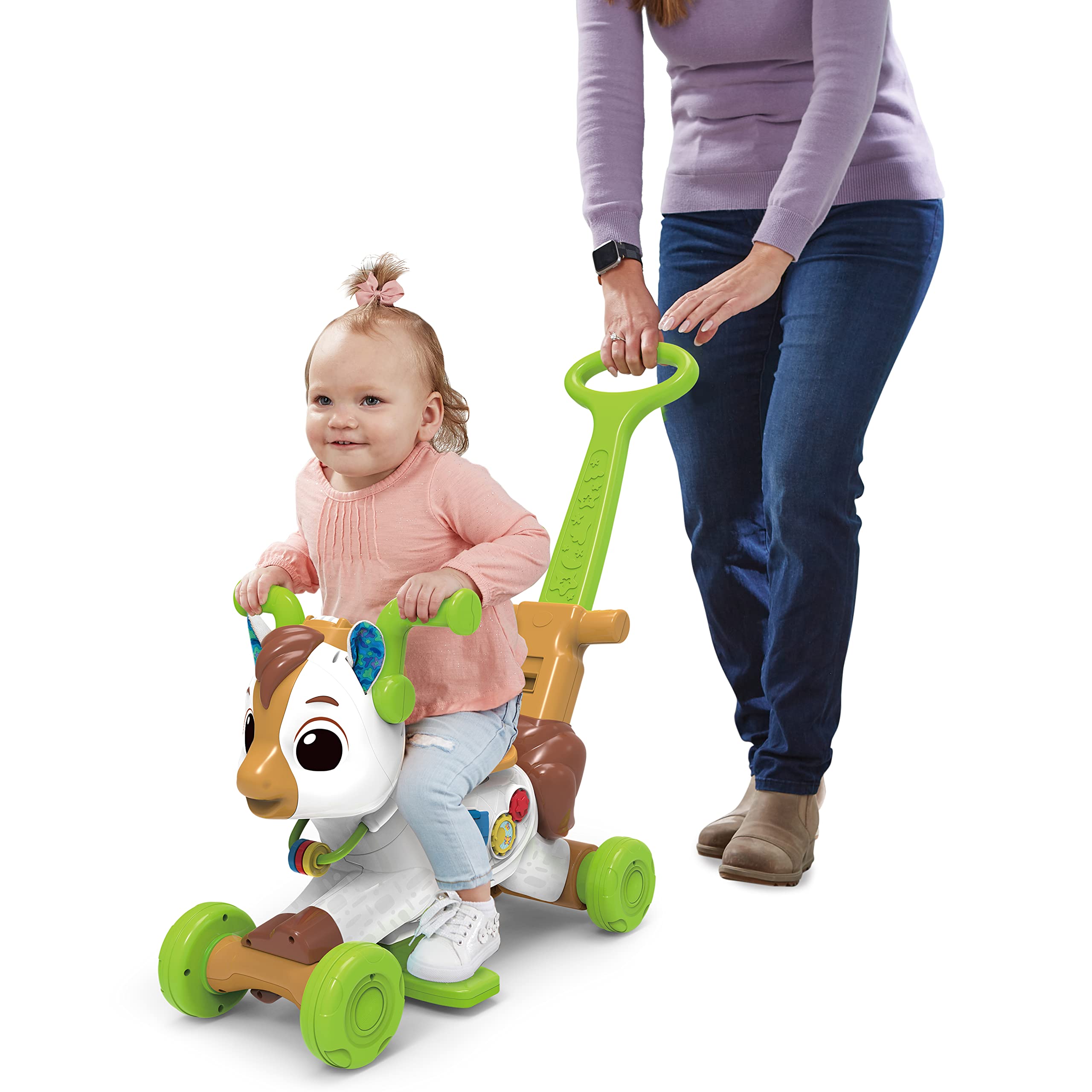 VTech - Caballito bebé Rueda y trota, Andador correpasillos 4-en-1 para bebés +12 Meses, Versión ESP