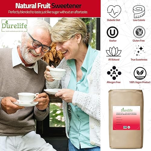 Miniatura 28 de Durelife Golden Monk - Edulcorante de frutas, reemplazo de azúcar 1:1, apto para dieta cetogénica, cero calorías, cristal sustituto de azúcar Blanco