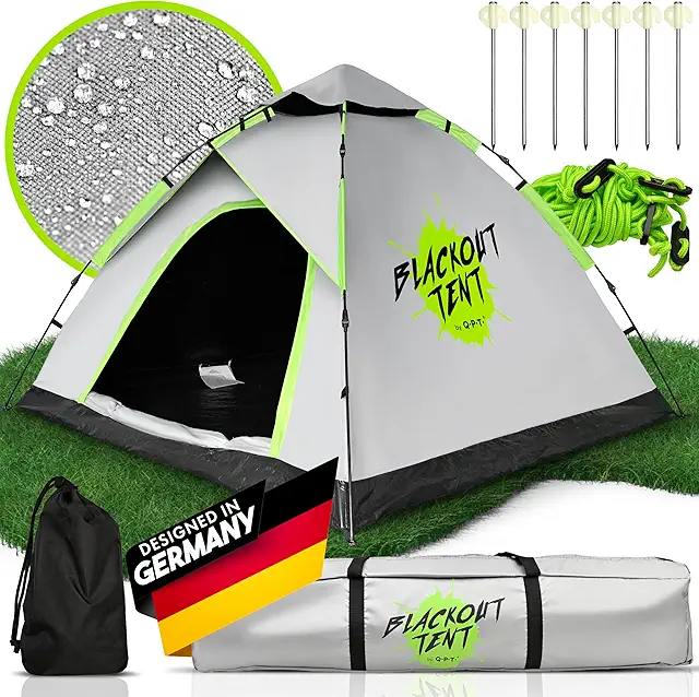 Q.P.T. Blackout Pop-Up Tent - Motorcycle Camping Tent for 1-2 Persons