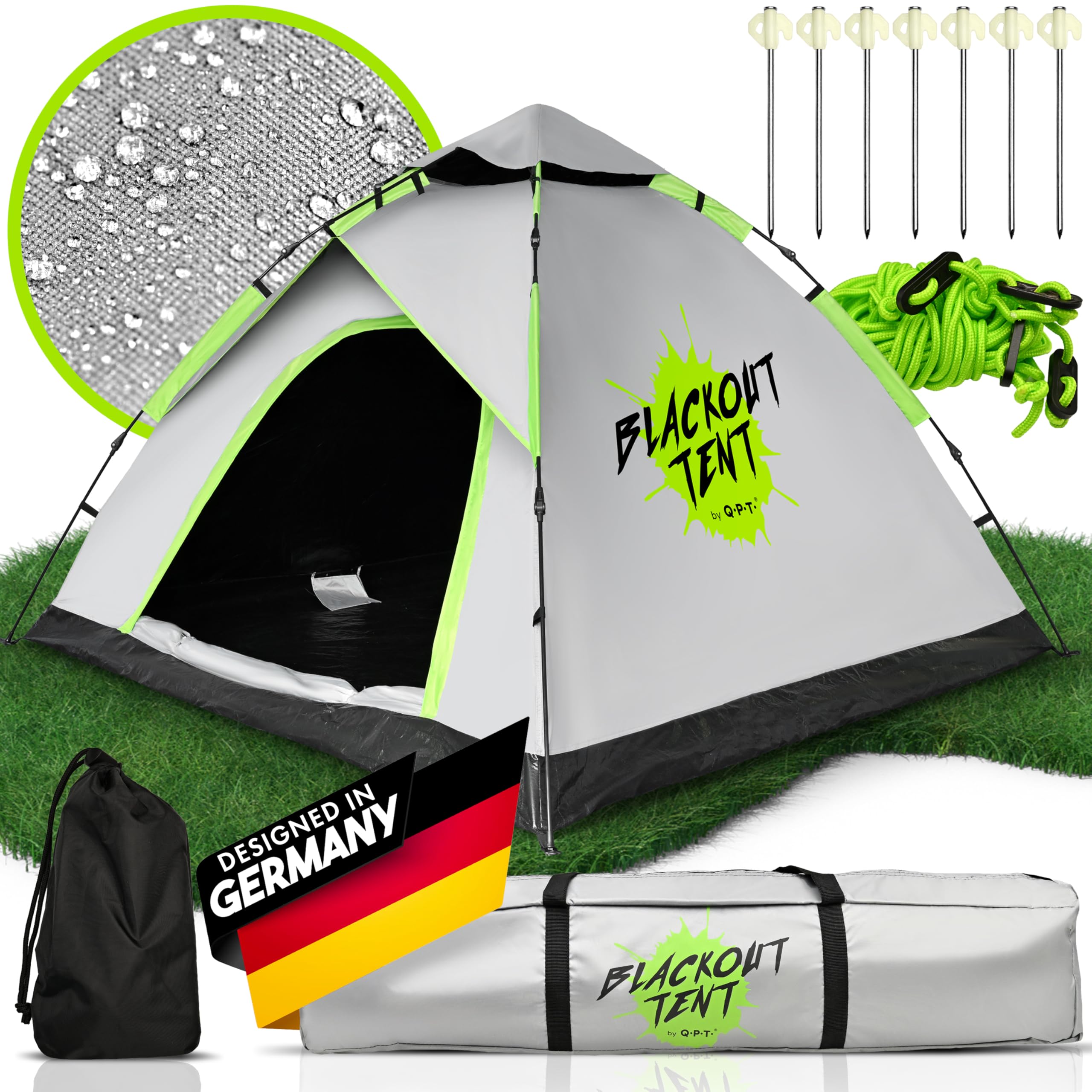 Pop up Zelt - Blackout Tent®, 1-2-Personen Festival Camping Zelt, 100% Dunkelheit, wasserdicht, Kuppelzelt für Schnellaufbau