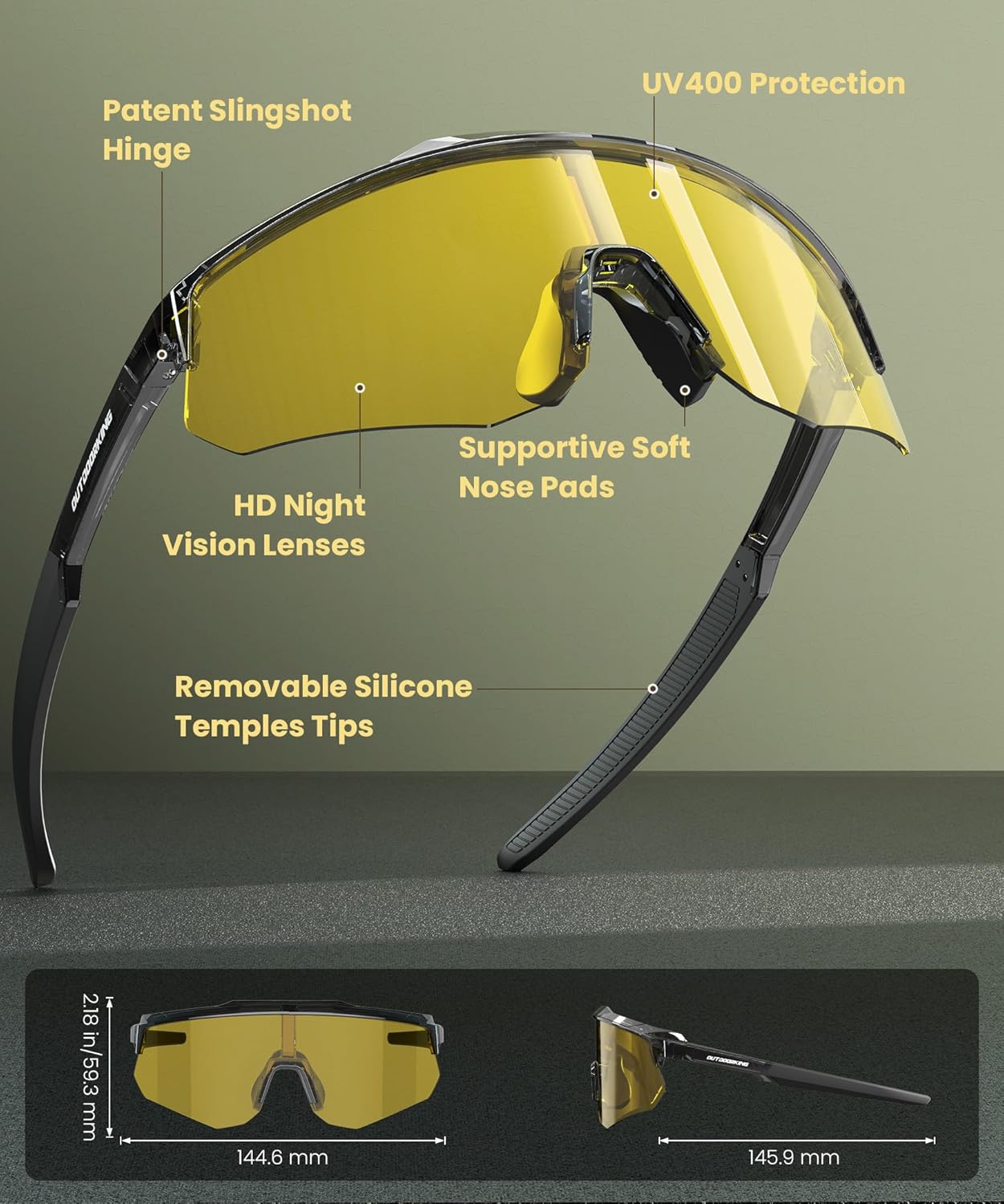 Polarized Sports Sunglasses for Men, UV400 Protection Mens Sunglasses Wrap Around Sun Glasses for Cycling Running - Image 4