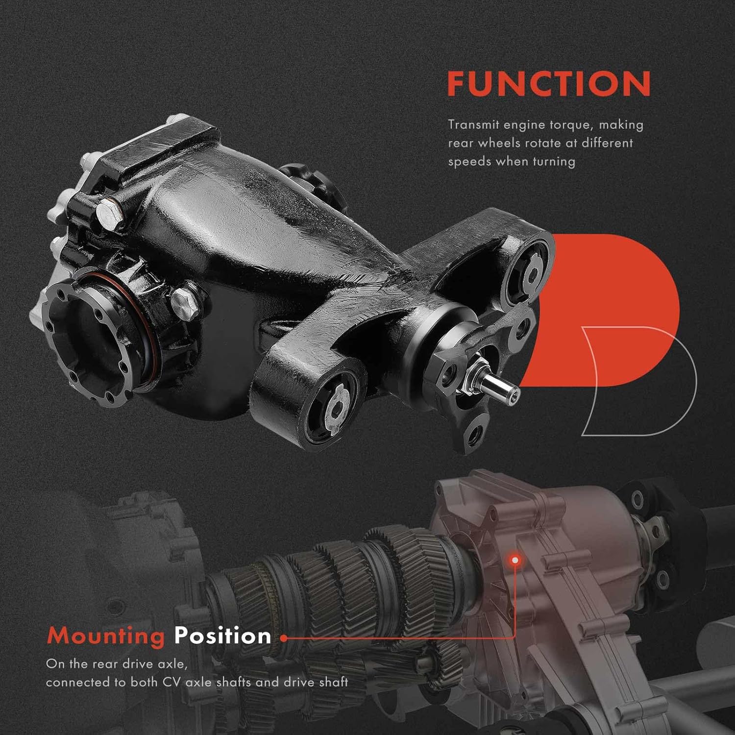 A-Premium Rear Differential Assembly Compatible with Cadillac CTS 2014-2019, 2.0L 3.6L, RWD, 6-Speed Transmission