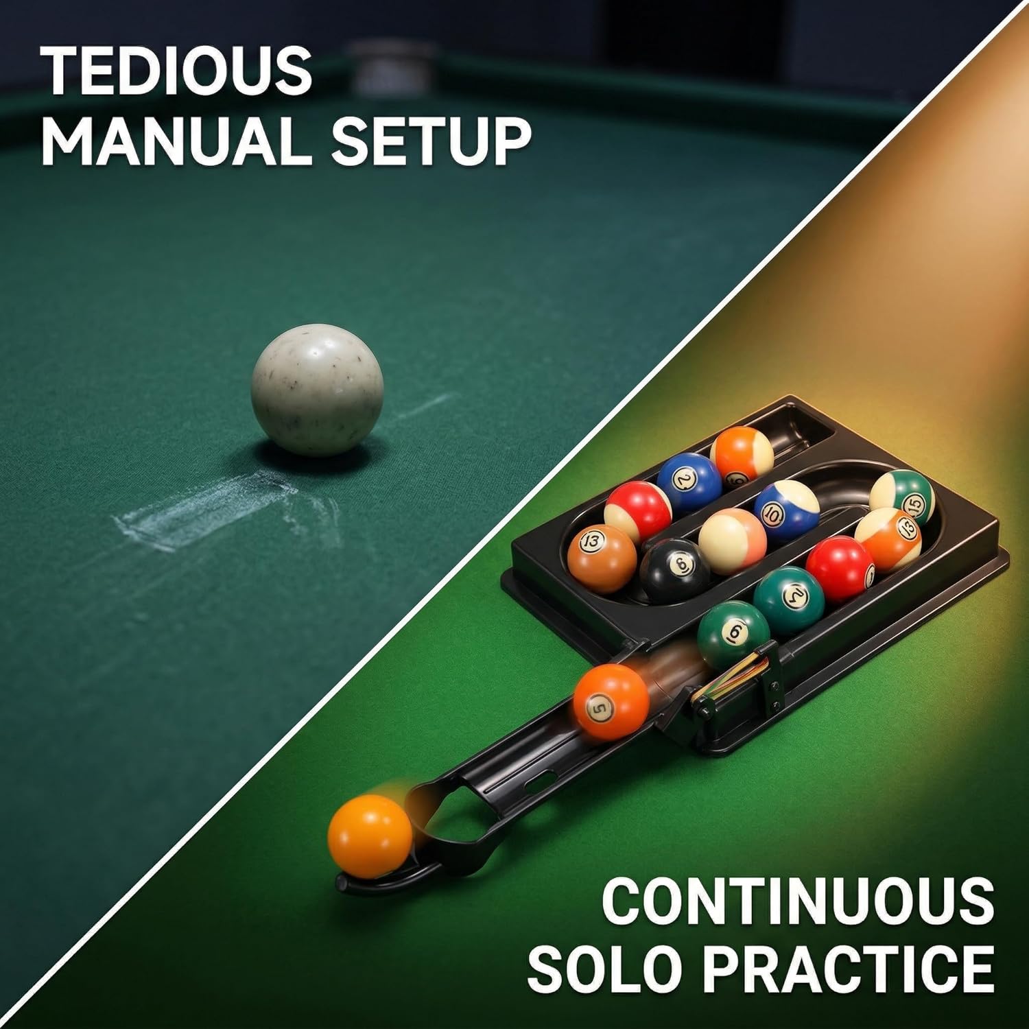 Precision Billiards Training Rack, Suitable for Continuous Practice; Portable Snooker and Nine-Ball Skills Trainer; Holds 14 Balls; Includes Installation kit.