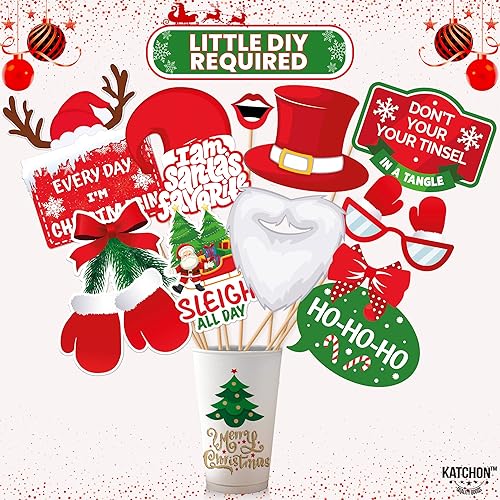 Miniatura 9 de KatchOn, Accesorios de fotos de Navidad para sesión de fotos, paquete de 34, accesorios de cabina de fotos de Navidad, accesorios de fotos temáticas