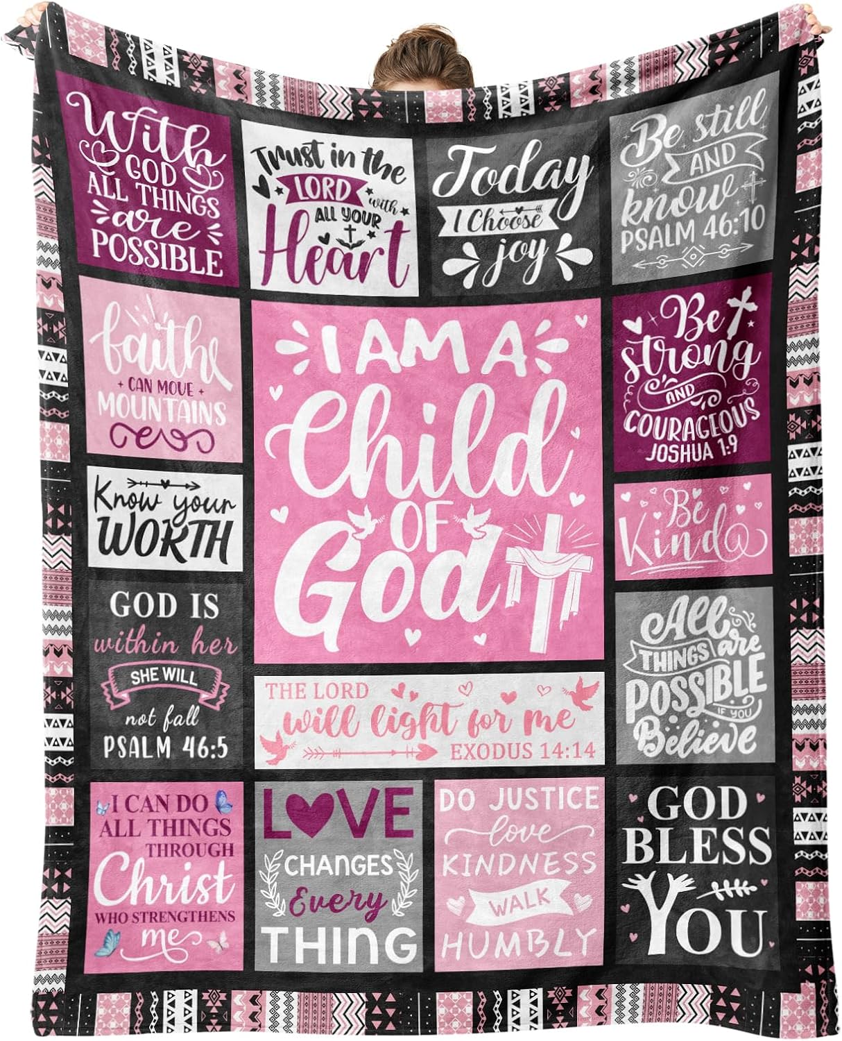 Christian Gifts for Women, Baptism Gifts for Girl, Religious Gifts for Women, Christian Blanket, Catholic Spiritual Bible Merch 60"x50" Throws Blanket for Christmas Birthday