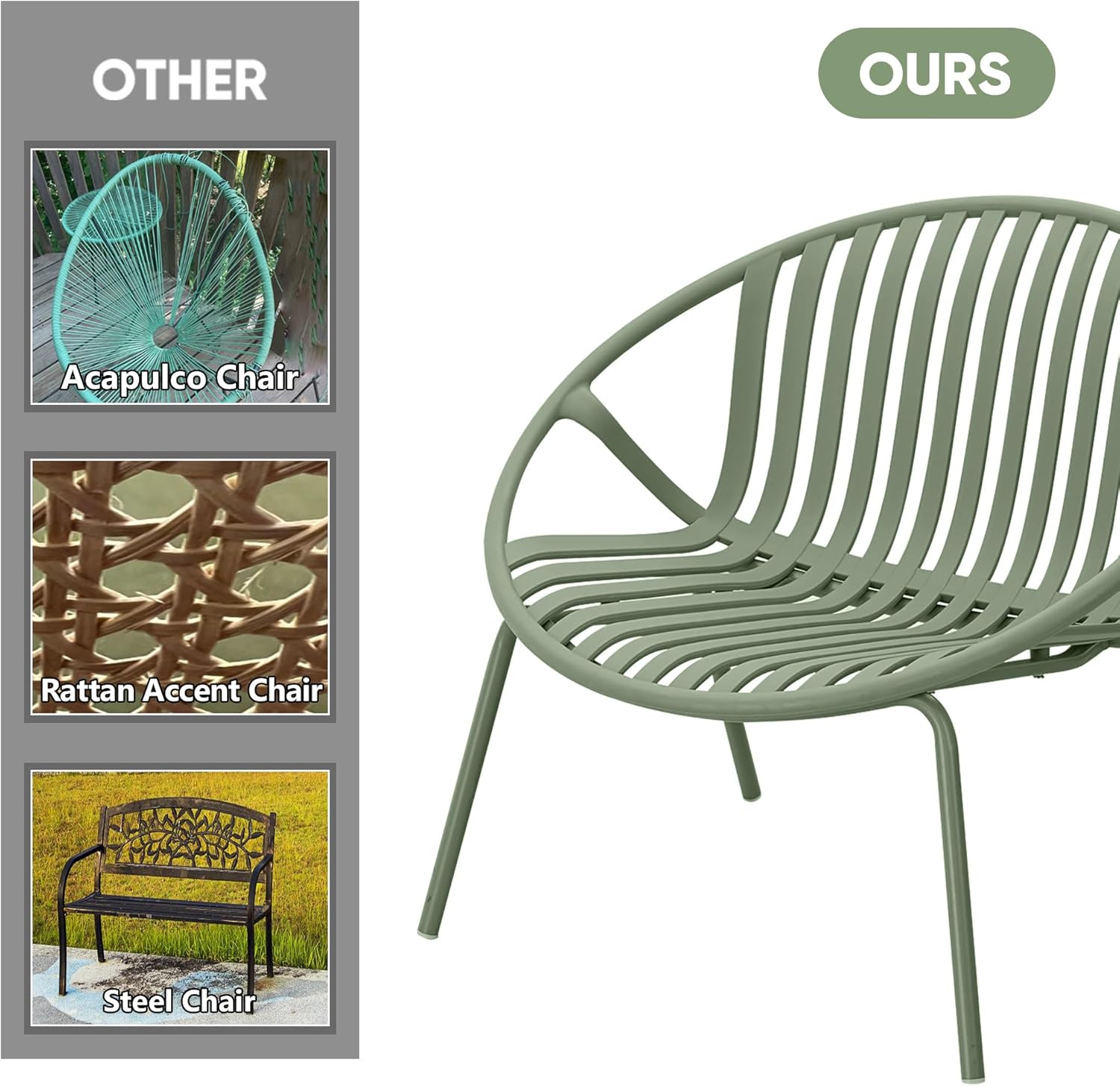 Patio Furniture Set, 3 Pieces Outdoor Furniture with Bistro Orange Table and Green Chairs Set of 2, Outdoor Patio Set with Porch Chairs and Table, Deck Conversation Set for Garden Poolside