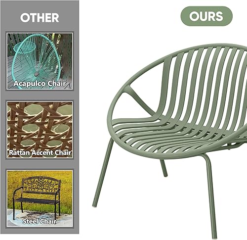 Miniatura 5 de Juego de muebles de patio, 3 piezas de muebles de exterior con mesa naranja bistró y sillas verdes, juego de 2, juego de patio al aire libre con