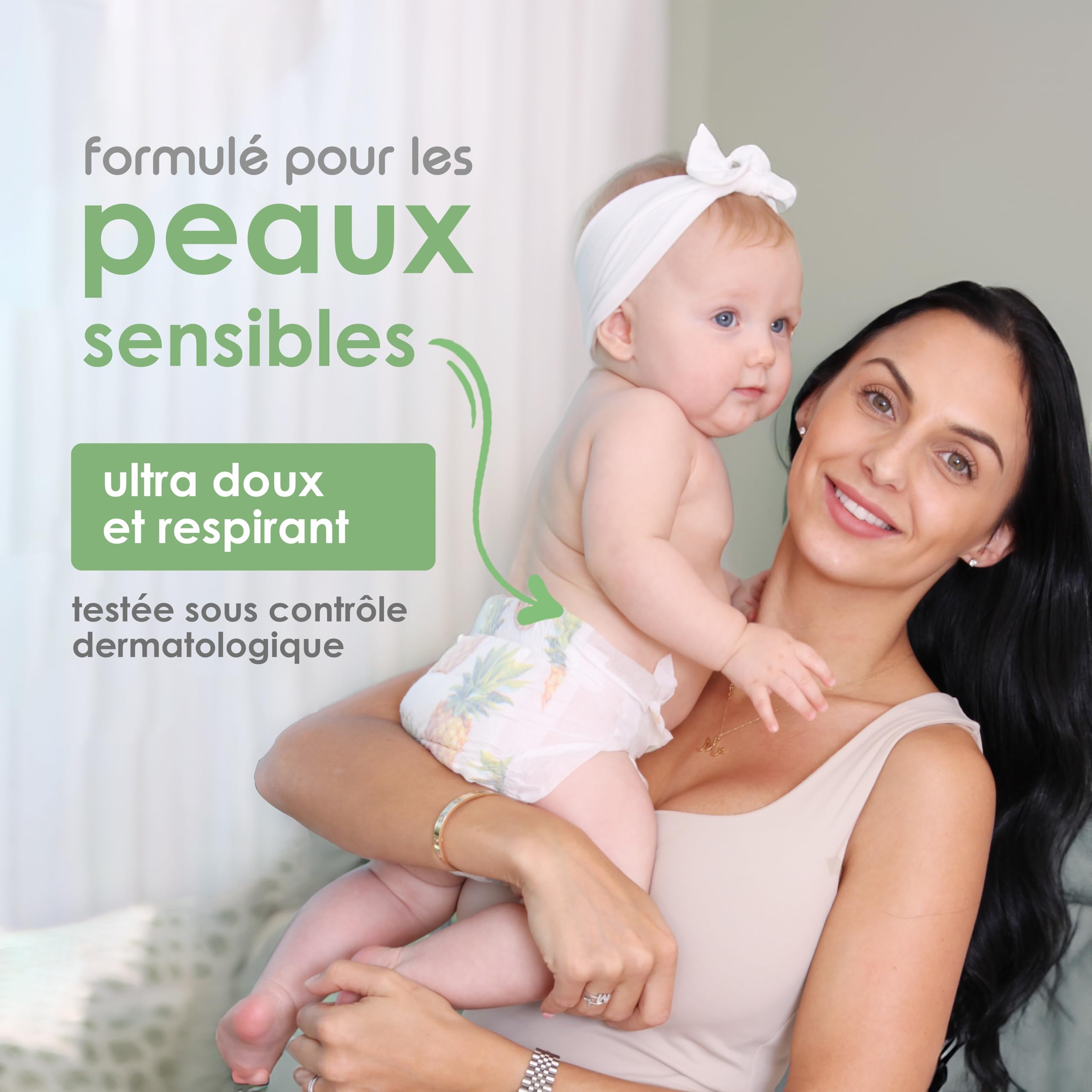 PureBorn 128 Couches Taille 2 (3-6 kg), Ultra-Absorbantes, Hypoallergéniques, Couches douces pour Bébé 2-4 mois, Testées Dermatologiquement, Anti-fuites, Écologiques en Bambou Naturel