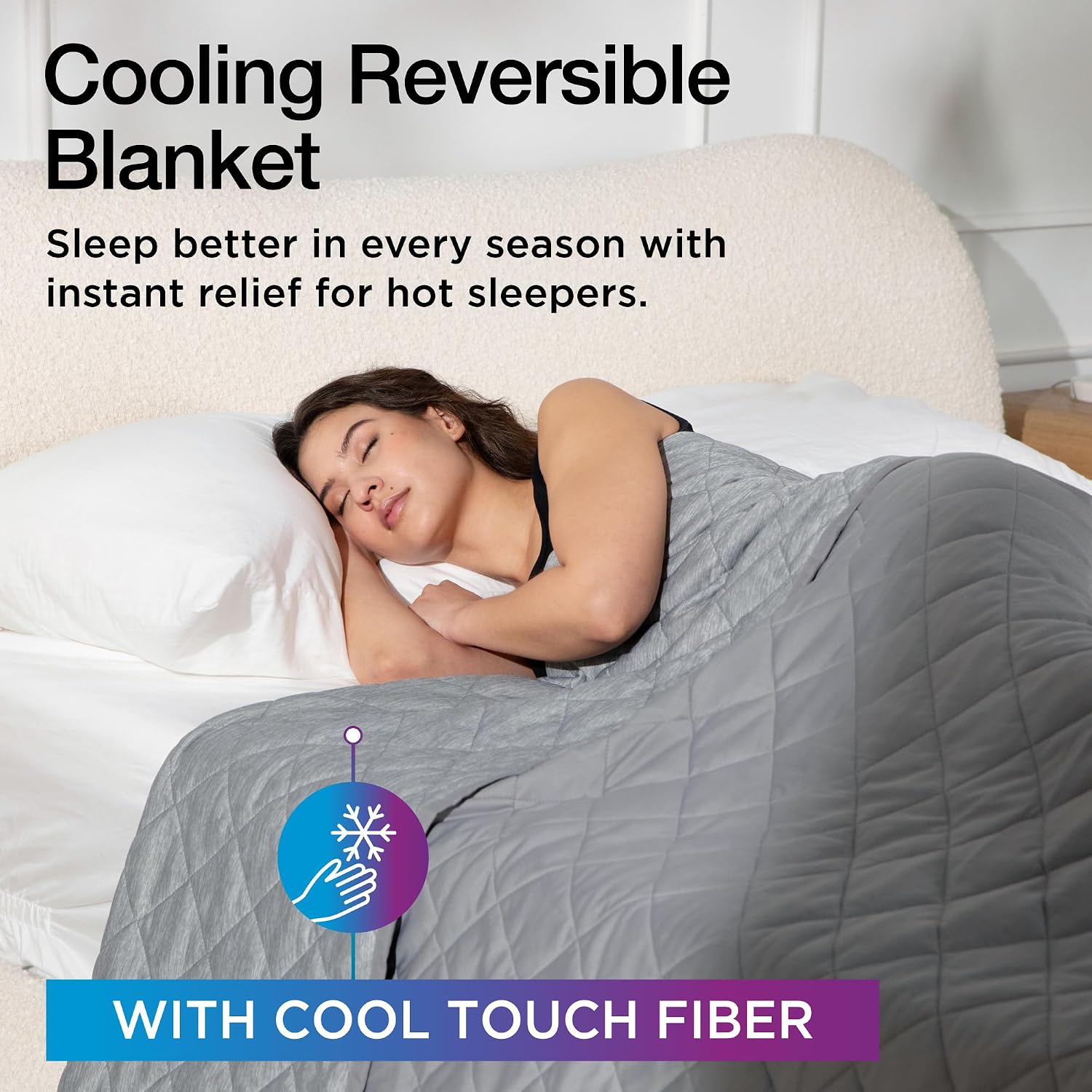 Brookstone Cooling Blanket Queen Size – Cooling Down Alternative Blanket for Hot Sleepers, Reversible Cool Touch Fiber, Quilted, Lightweight, Charcoal
