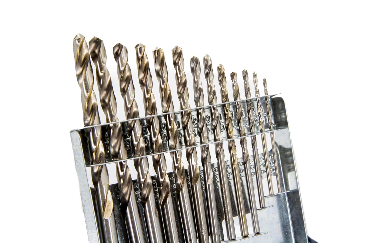 Drill America 15 Piece High Speed Steel Drill Bit Set with Bright Finish (1/16" - 1/2" x 32nds), D/AP Series