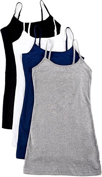 Active Products 3 or 4 Pack- Active Basic Cami Tanks in Many Colors Medium, Black, H Gray, White, Navy