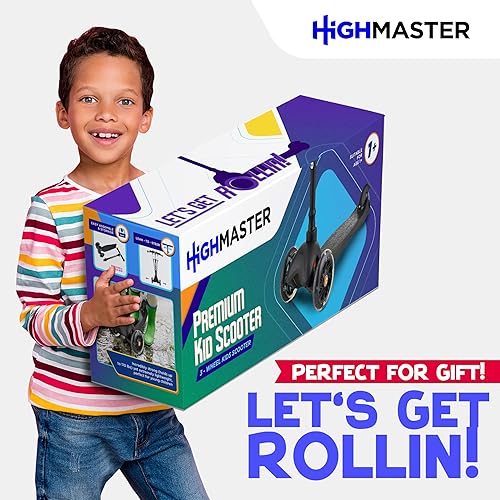 Miniatura 9 de HighMaster Scooter para niños  Patinete de 3 ruedas para niños y niños pequeños  Manillar ajustable con luces LED para ruedas  Diversión en