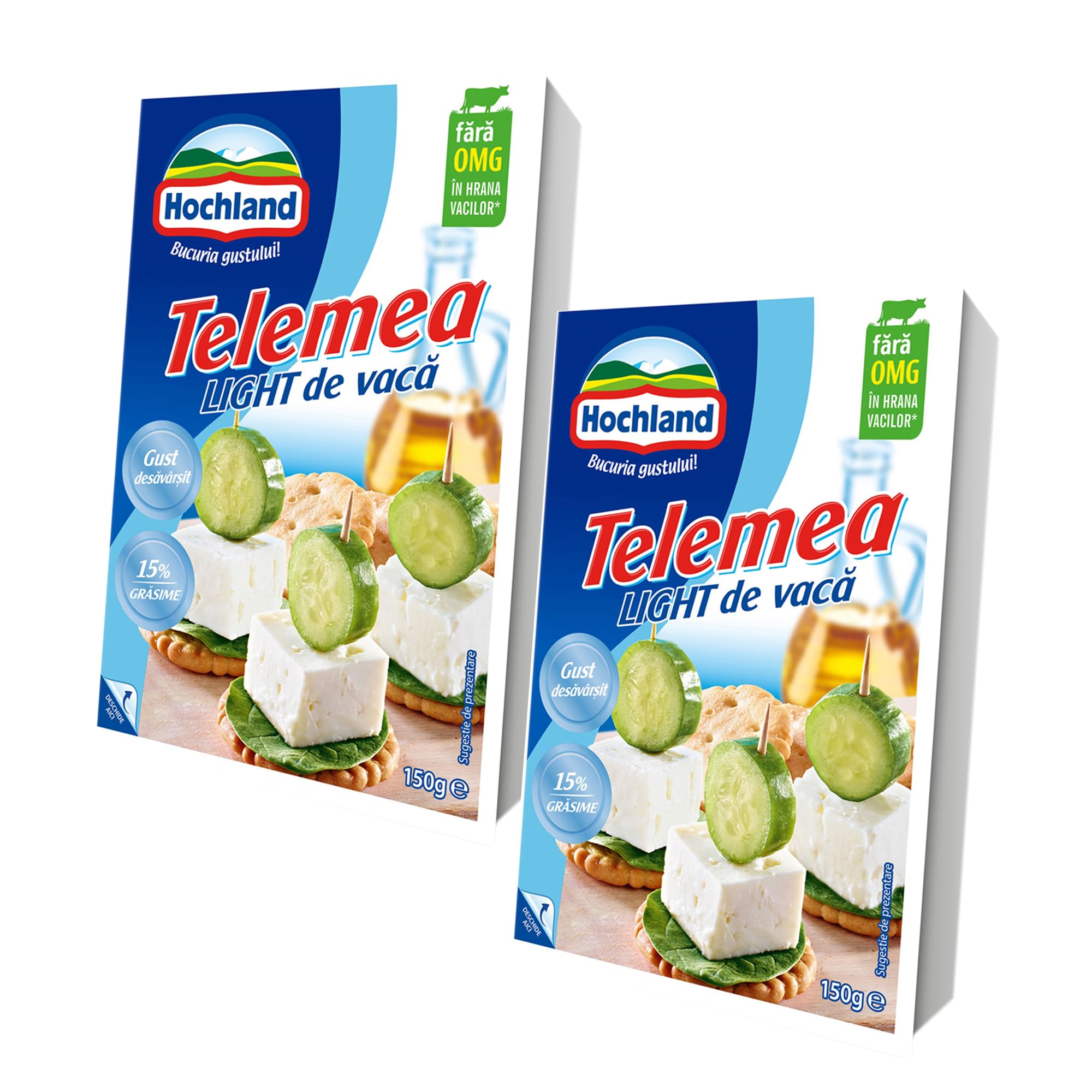 Hochland Telemea Light De Vaca 150g | Cow Milk Cheese | with Creamy Texture and Tangy Aftertaste | German Cheese (Telemea Vaca Light 150g, 2 Pack)