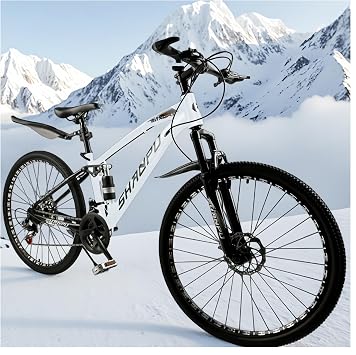 Mountain Bike, 21 Speed Shifter, 26 Inch, Cross Bike, Dual Disc Brake, High Carbon Steel Frame, Cross Bike, 7 Speed Chain, For Students, Commuting Tribes, White
