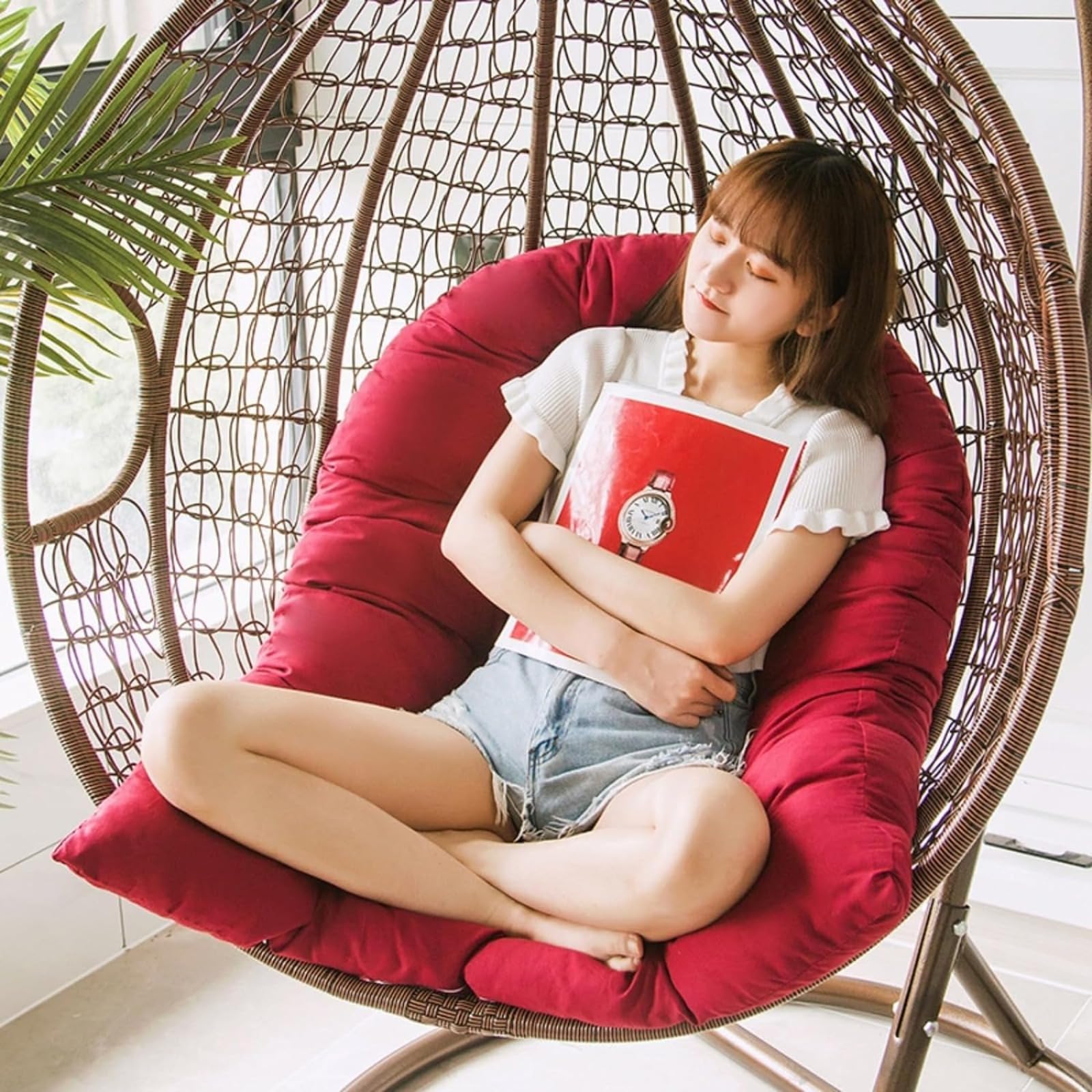 Cojín para silla con forma de huevo, cojín para sillón colgante, cojín para silla de ratán, cojín integrado, varias opciones de color, apto para jardines exteriores, columpios interiores, sofás