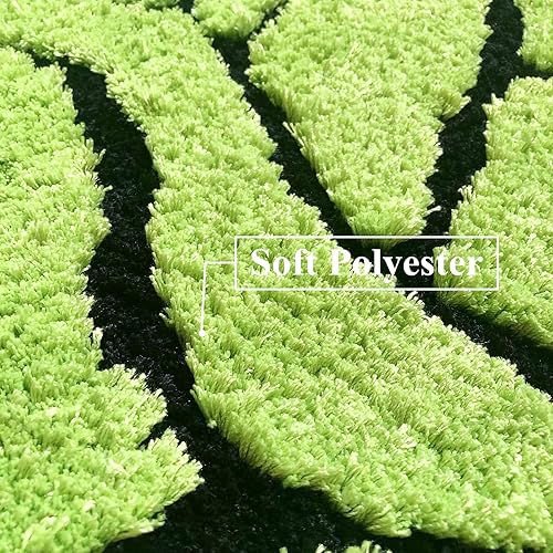 Miniatura 4 de LEVINIS Tapetes de baño con diseño floral de rosas verdes, antideslizantes, peludas, lavables a máquina, para baño, ducha, bañera, dormitorio,