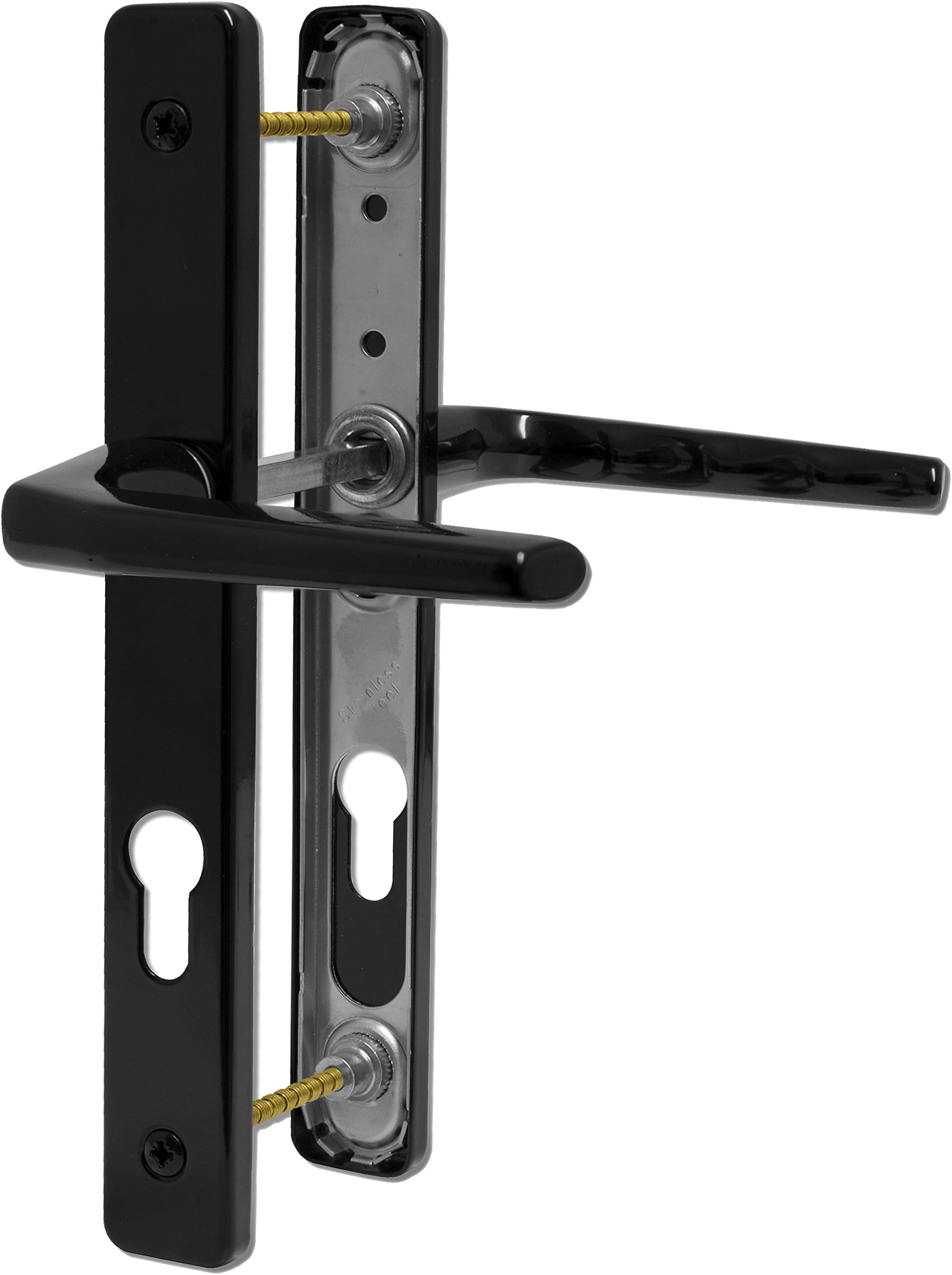 UPVC Door Handle Hoppe Ferco 70mm 70PZ 200mm Fixings Double Glazing Pair Set Colour: Black