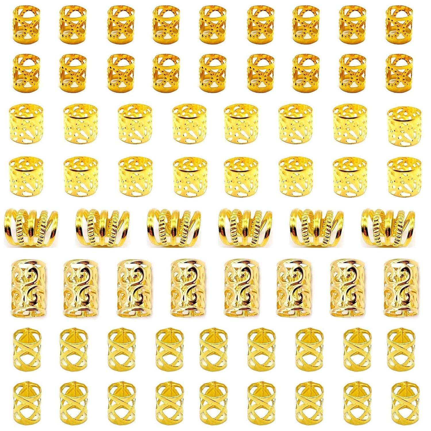 Tuefuzy Gold Hair Jewelry Braid Rings - 100 Pcs Dreadlock Accessories